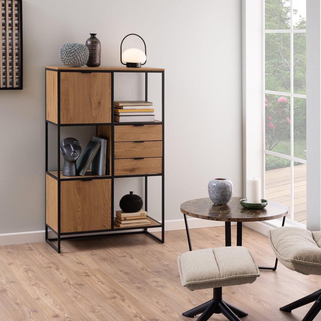 Swindon Bookcase with 2 Doors, 3 Drawers and 1 Shelves in Black - image 5