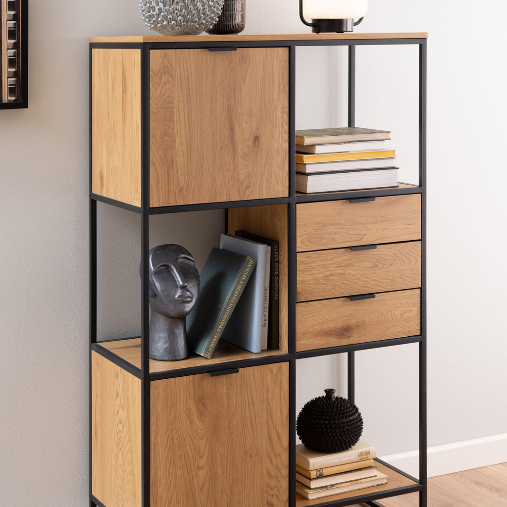 Swindon Bookcase with 2 Doors, 3 Drawers and 1 Shelves in Black - image 6