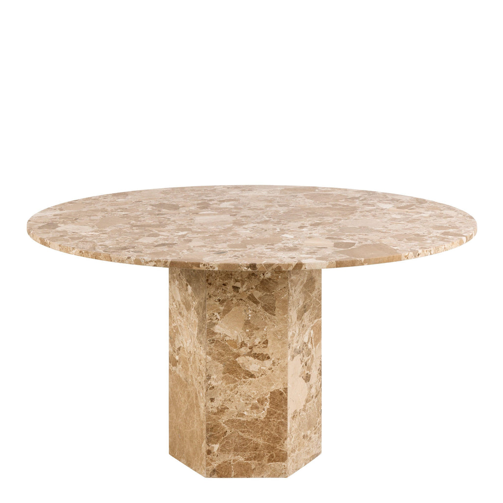 Naxos Round Dining Table in Brown Marble 130cm