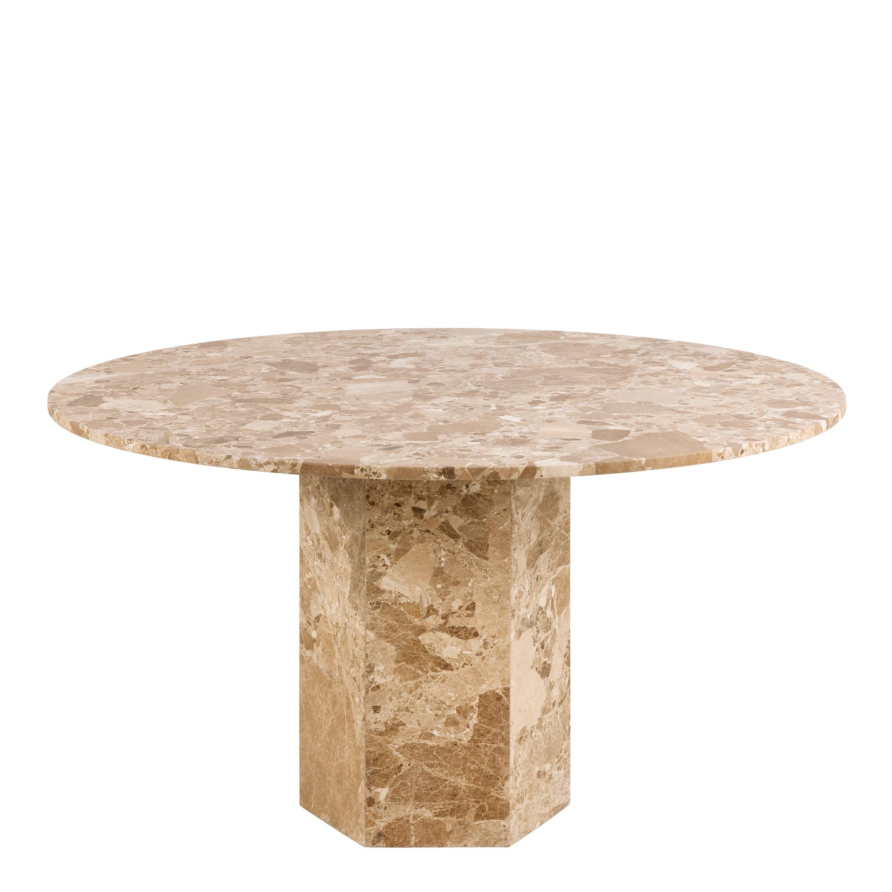 Naxos Round Dining Table in Brown Marble 130cm
