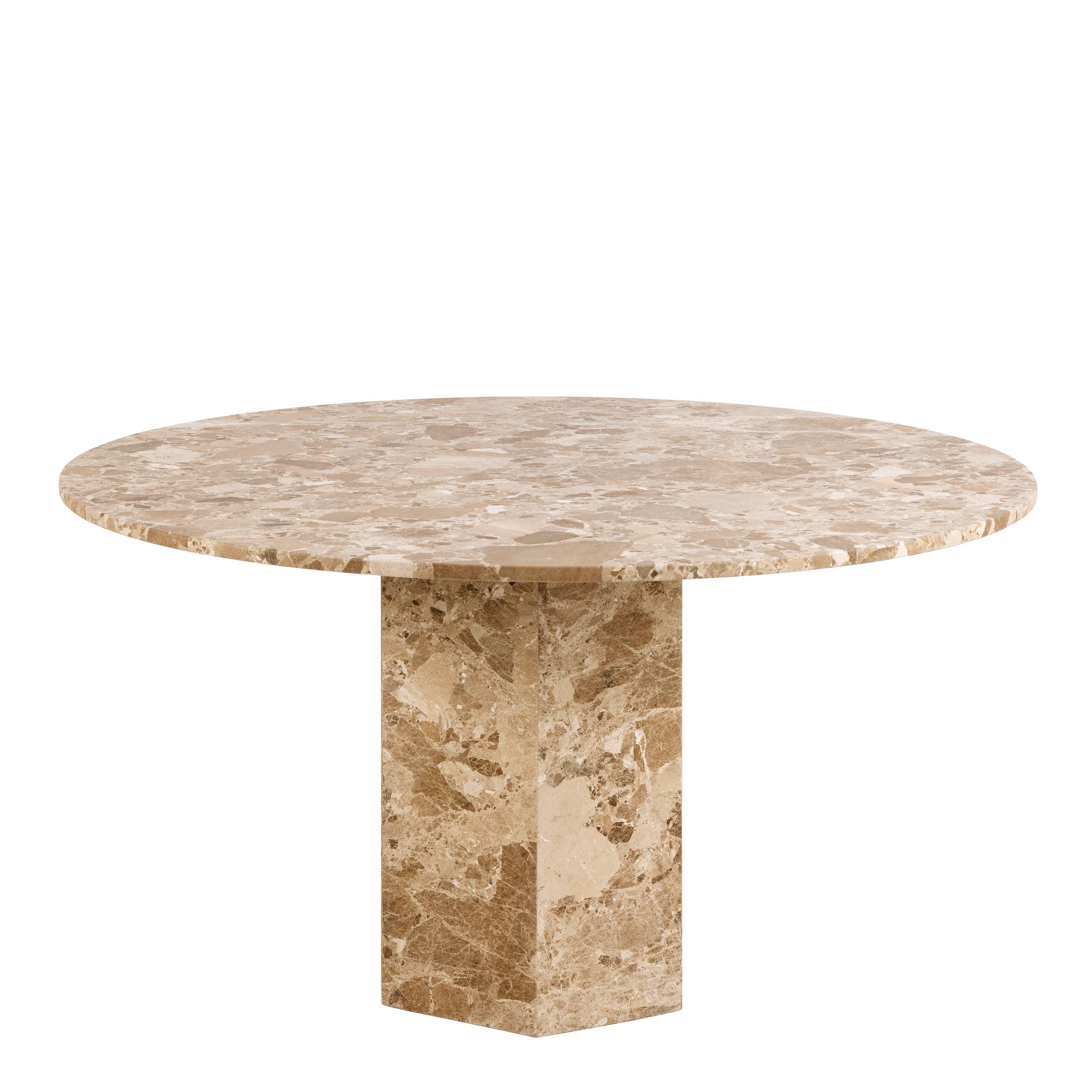 Naxos Round Dining Table in Brown Marble 130cm - image 2