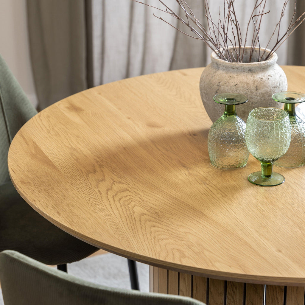 Yale Dining Table in Oak 120cm includes 4 Adele Dining Chairs in Grey Fabric - image 4