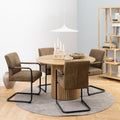 Yale Dining Table in Oak 120cm includes 4 Adele Dining Chairs in Light Brown Fabric