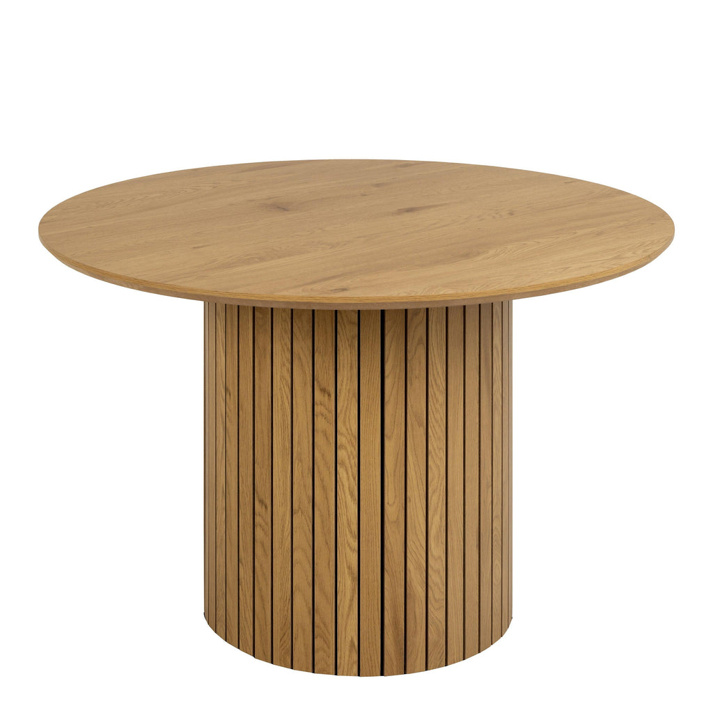 Yale Dining Table in Oak 120cm includes 4 Adele Dining Chairs in Light Brown Fabric - image 2