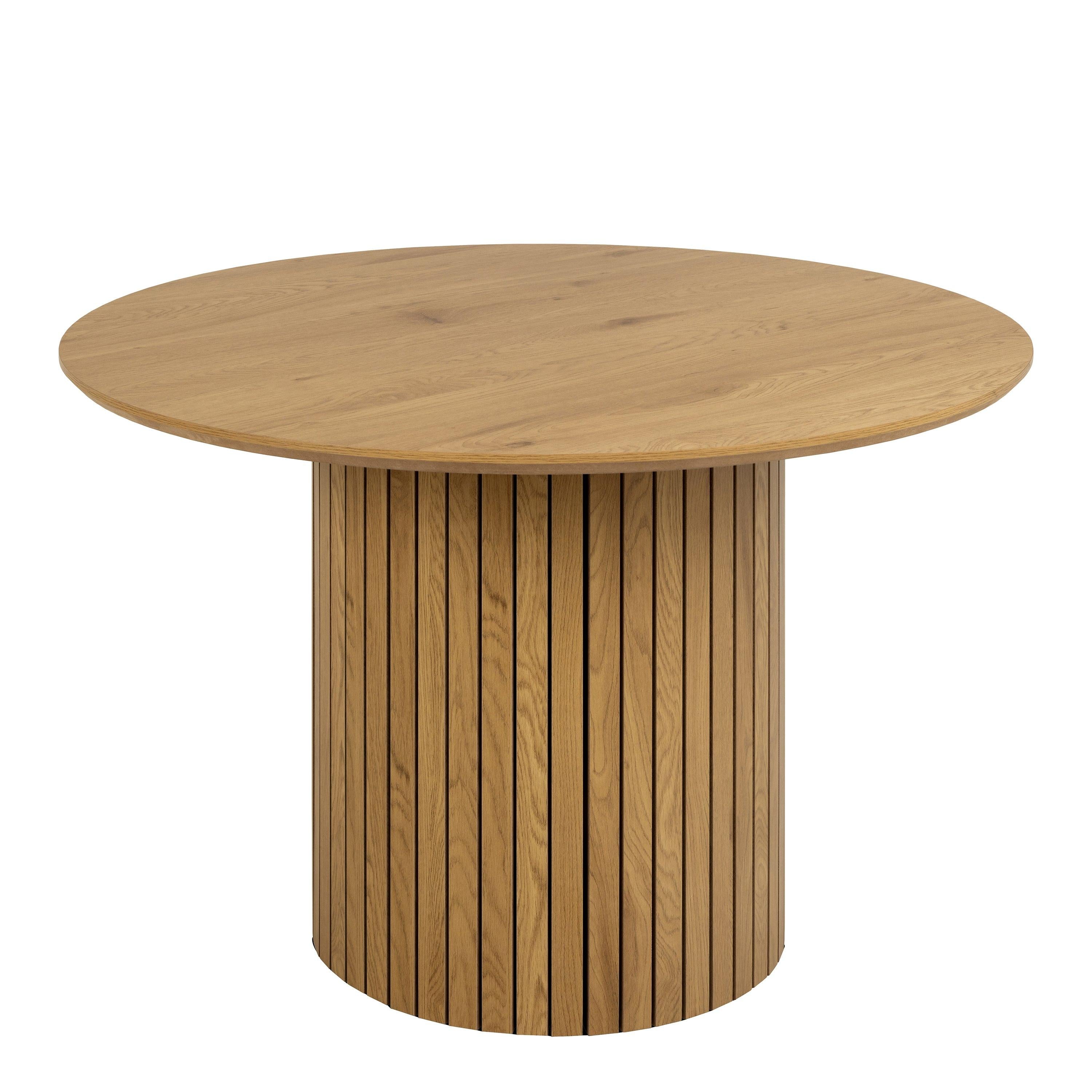 Yale Dining Table in Oak 120cm includes 4 Adele Dining Chairs in Light Brown Fabric - image 2