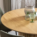 Yale Dining Table in Oak 120cm includes 4 Adele Dining Chairs in Light Brown Fabric - image 4