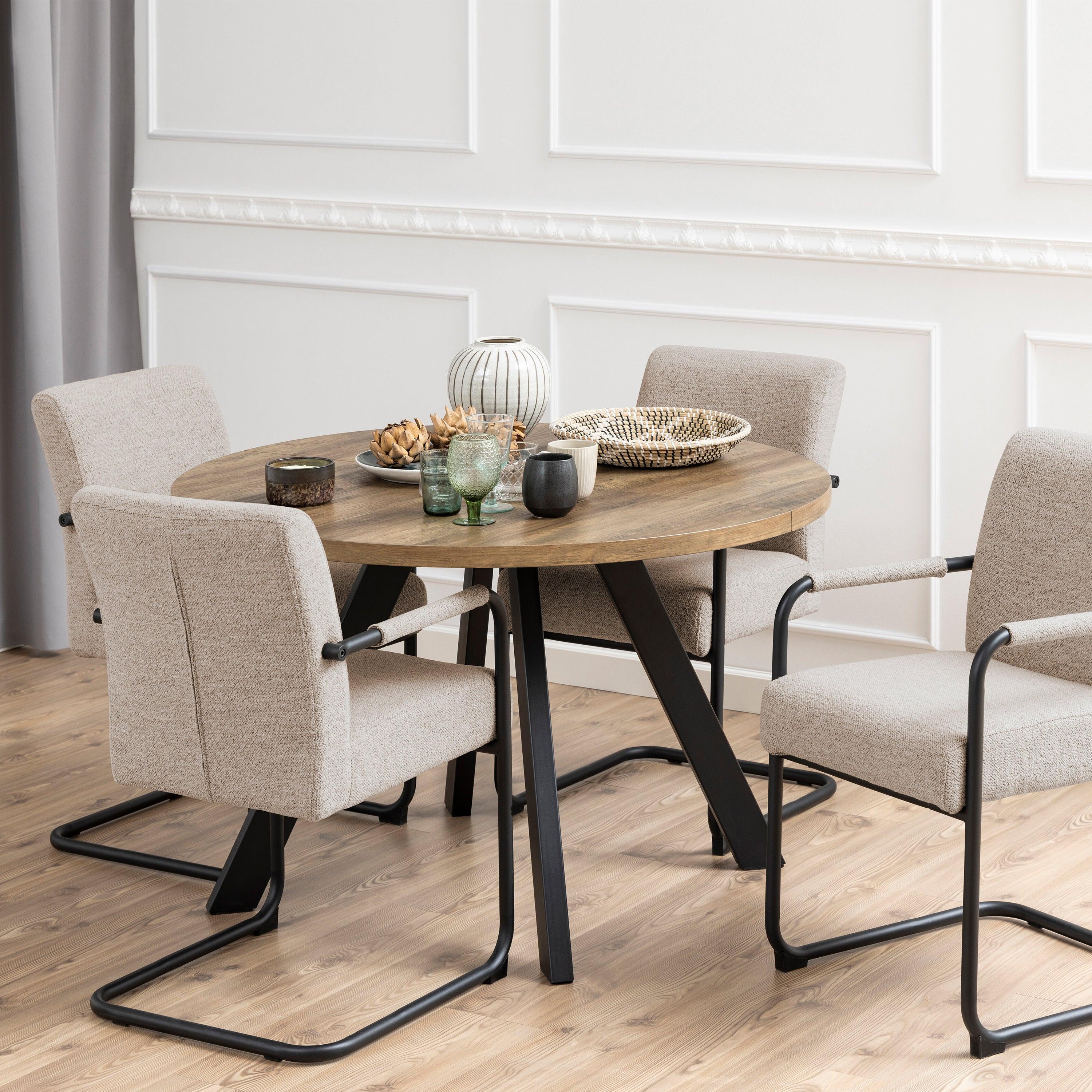 Zalida Extending Round Dining Table in Oak 120-210cm - image 4