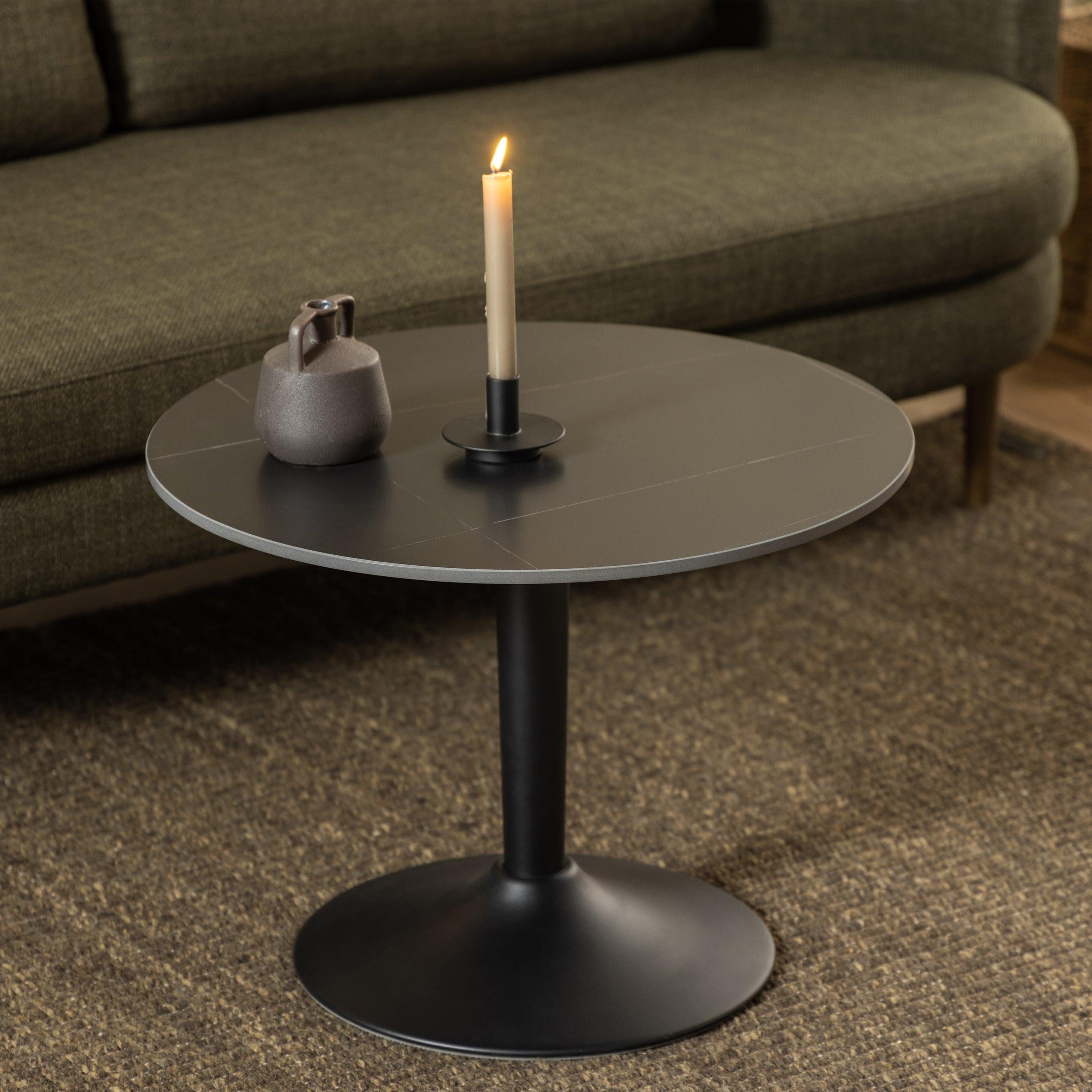 Malta Ceramic Round Coffee Table in Matt black 60x45cm - image 3