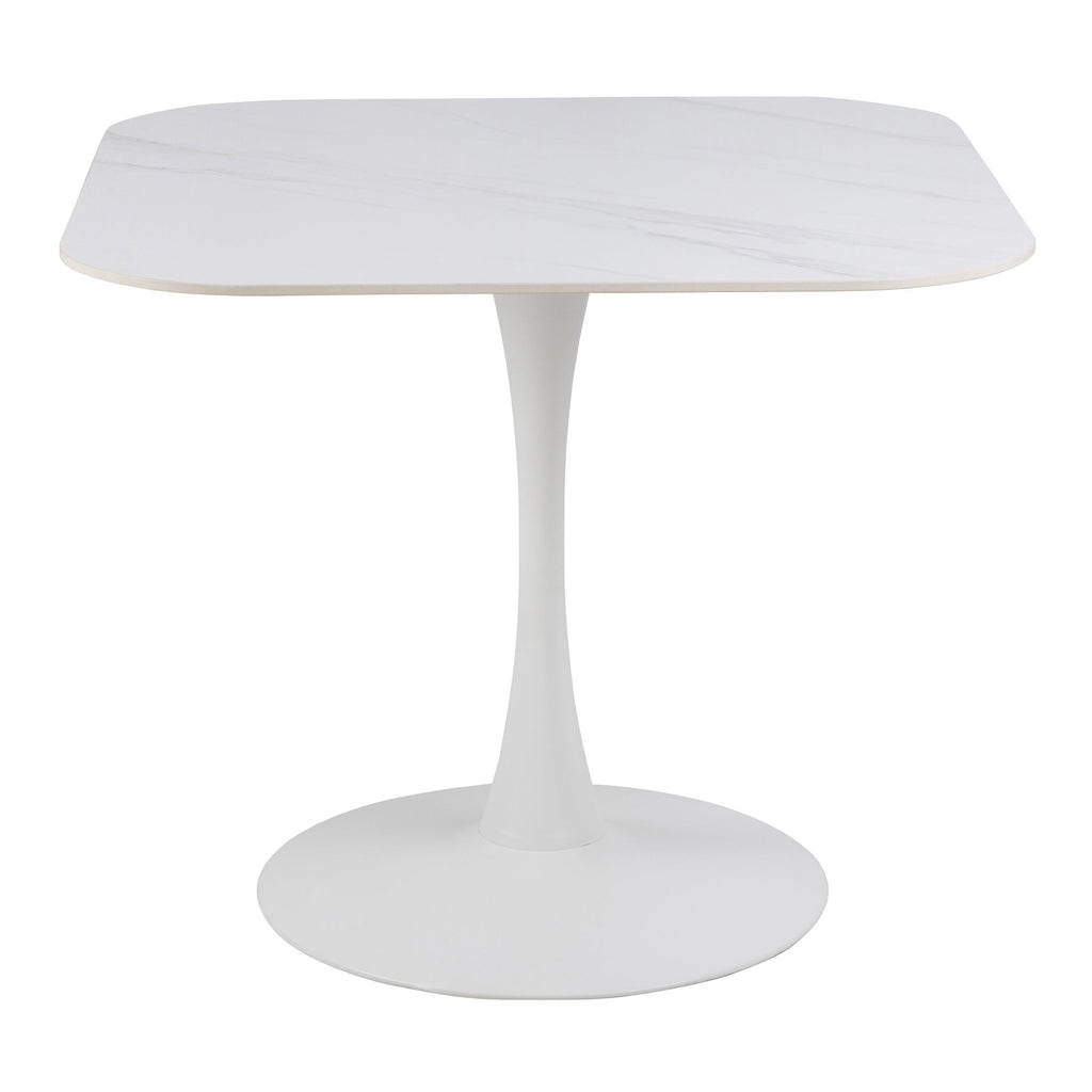 Malta Ceramic Square Dining Table in White - image 6
