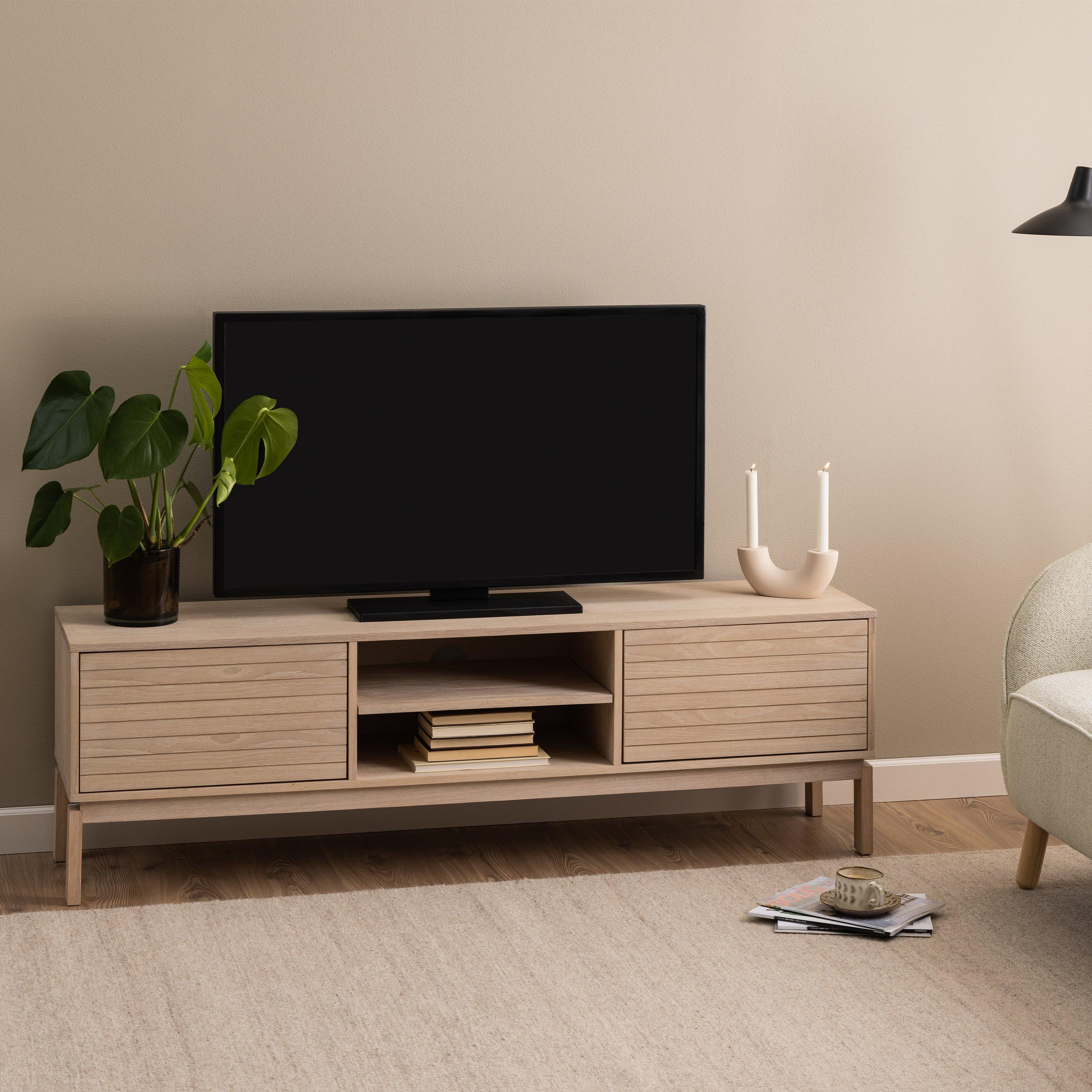 Linley 2 Door TV Unit in White Oak - image 4