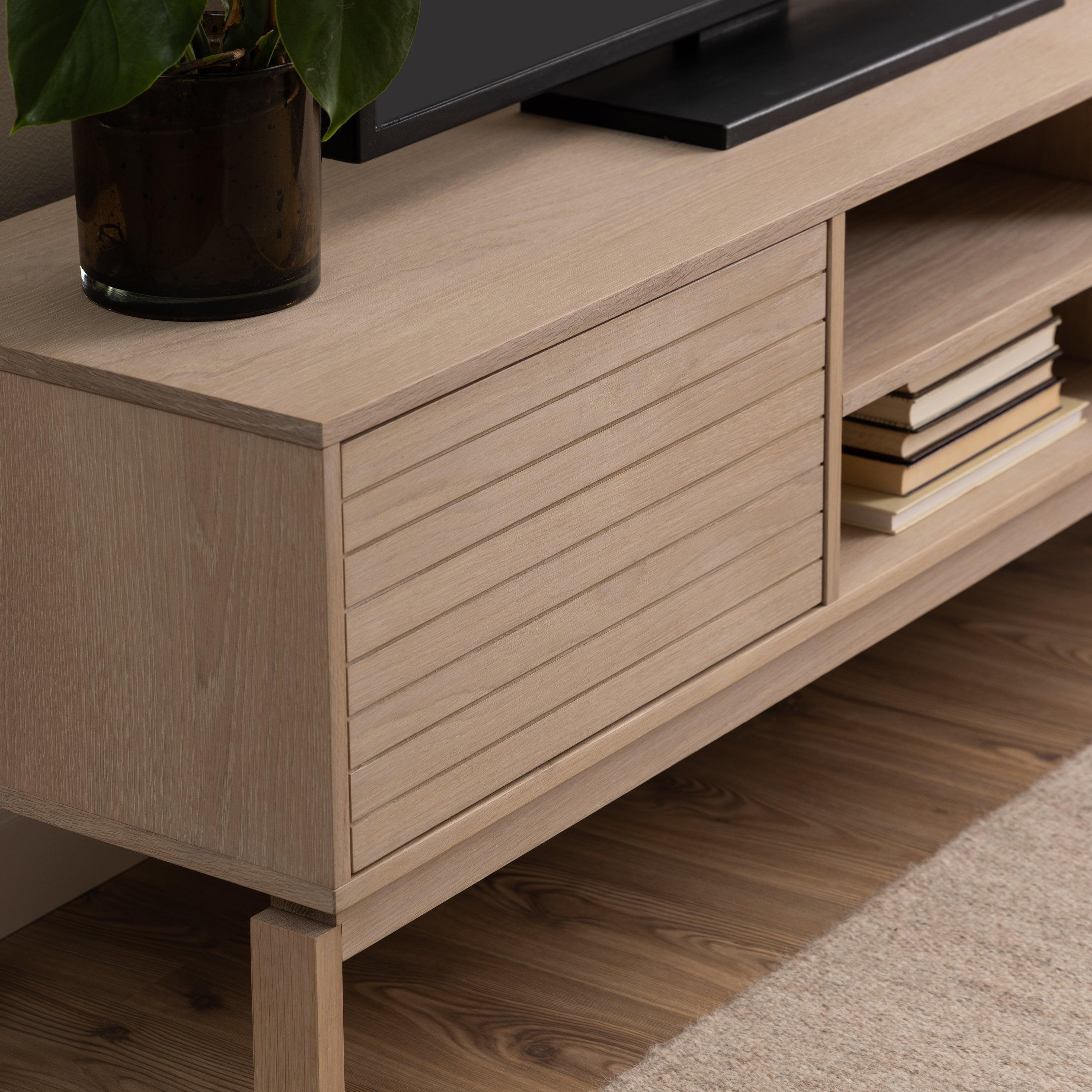 Linley 2 Door TV Unit in White Oak - image 6