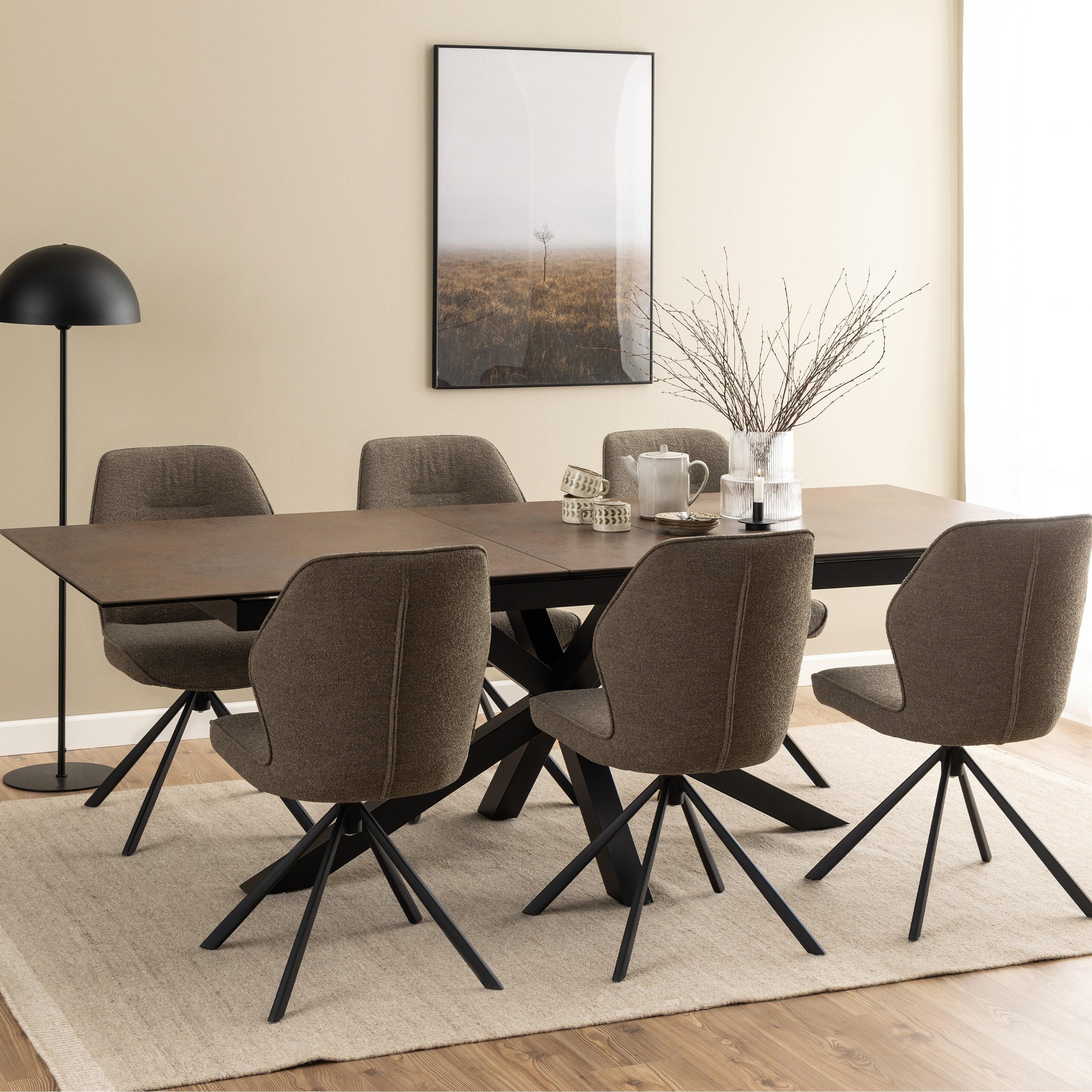 Heaven Extendable Dining Table with Ceramic Rusty Brown Top 200cm - image 5