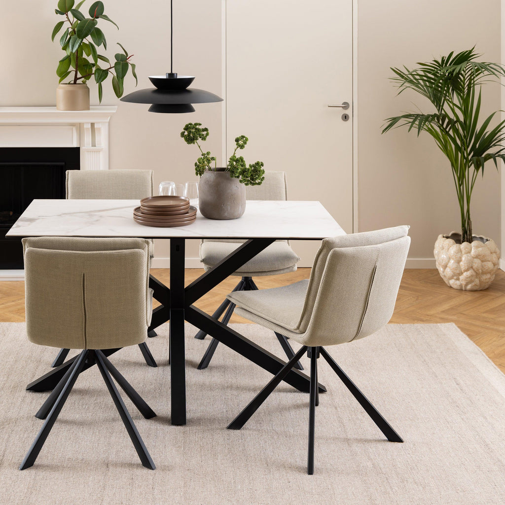 Heaven Dining Table with Ceramic White Top 135cm - image 3