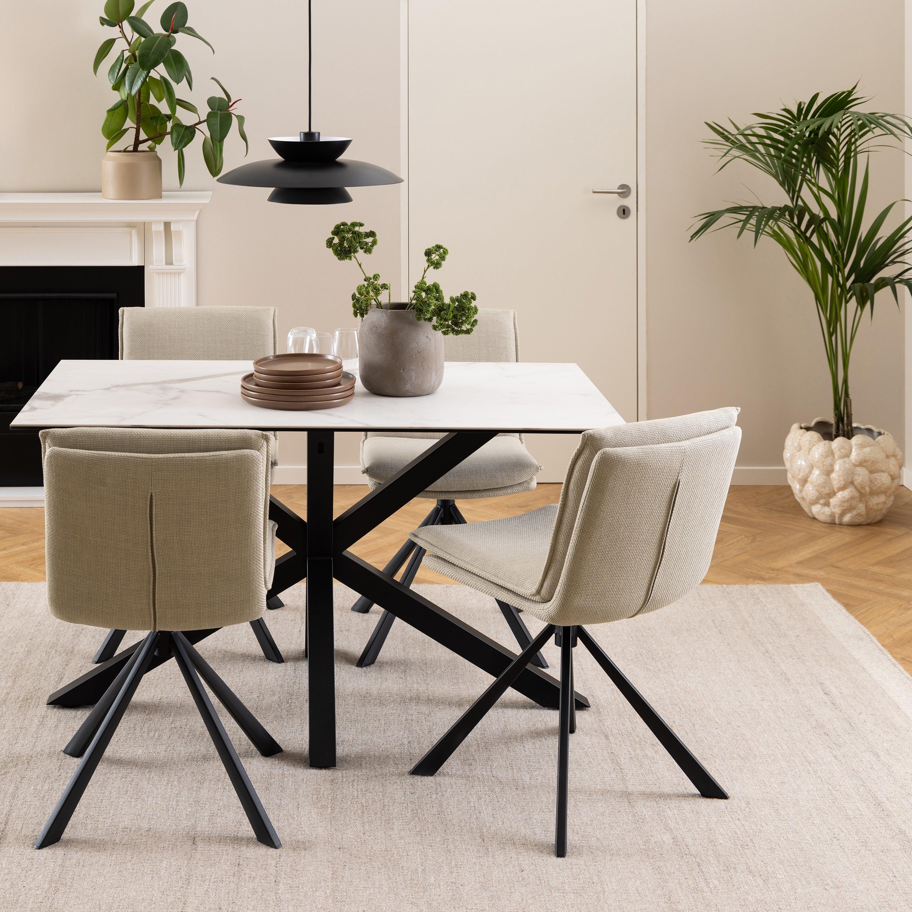 Heaven Dining Table with Ceramic White Top 135cm - image 3