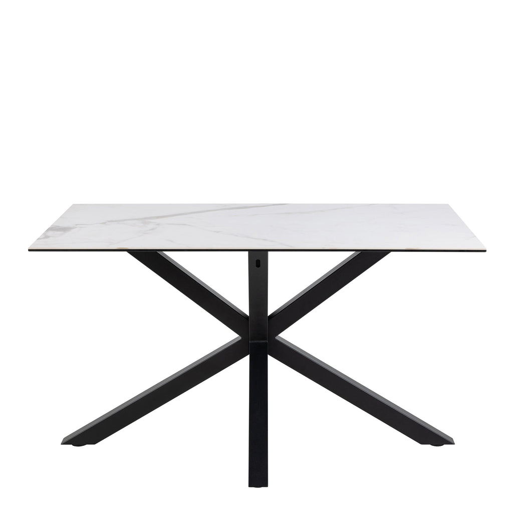 Heaven Dining Table with Ceramic White Top 135x80cm includes 4 Alonso Swivel Cream Dining Chairs with Armrest - image 3