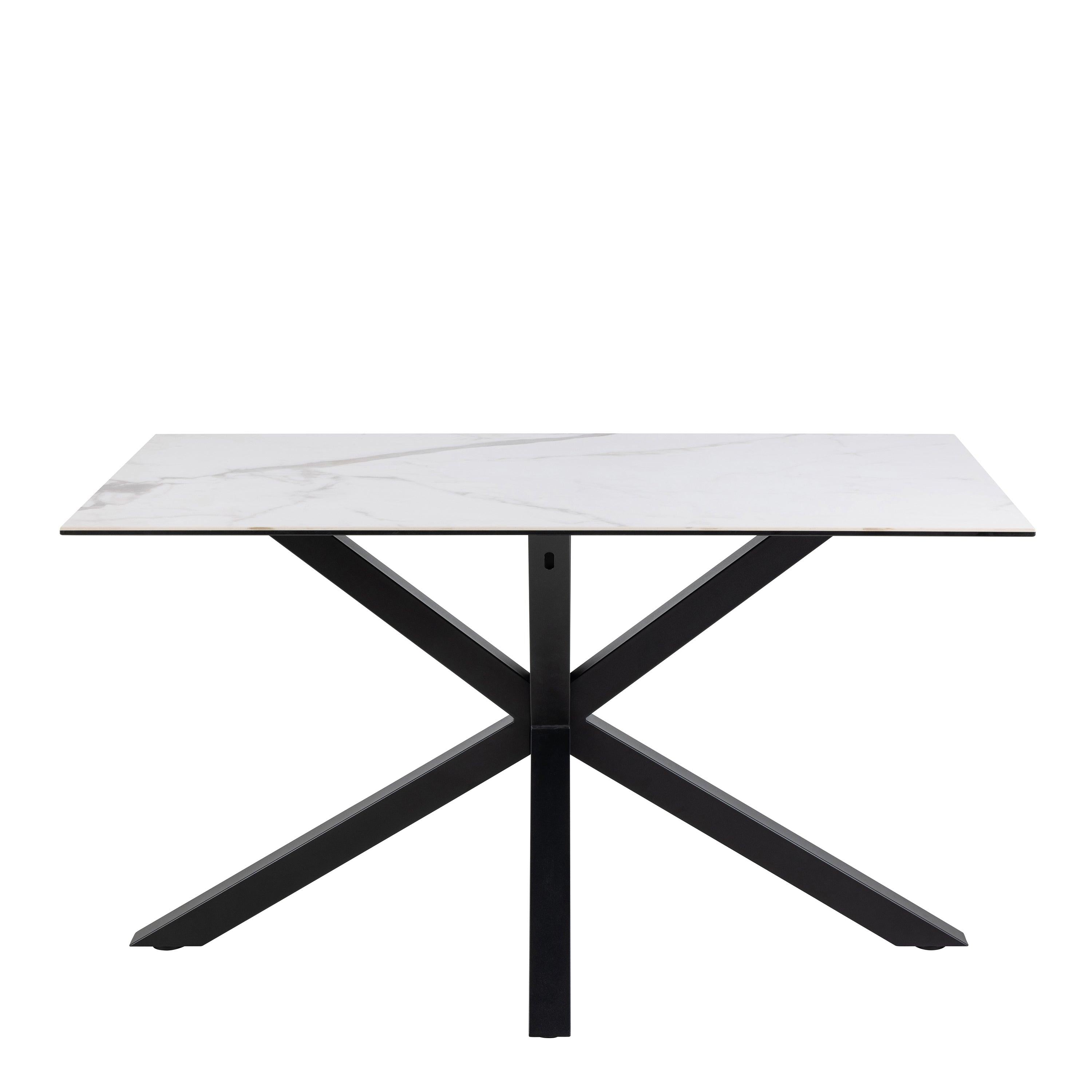 Heaven Dining Table with Ceramic White Top 135x80cm includes 4 Alonso Swivel Cream Dining Chairs with Armrest - image 3