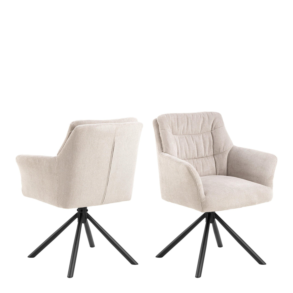 Heaven Dining Table with Ceramic White Top 135x80cm includes 4 Alonso Swivel Cream Dining Chairs with Armrest - image 7