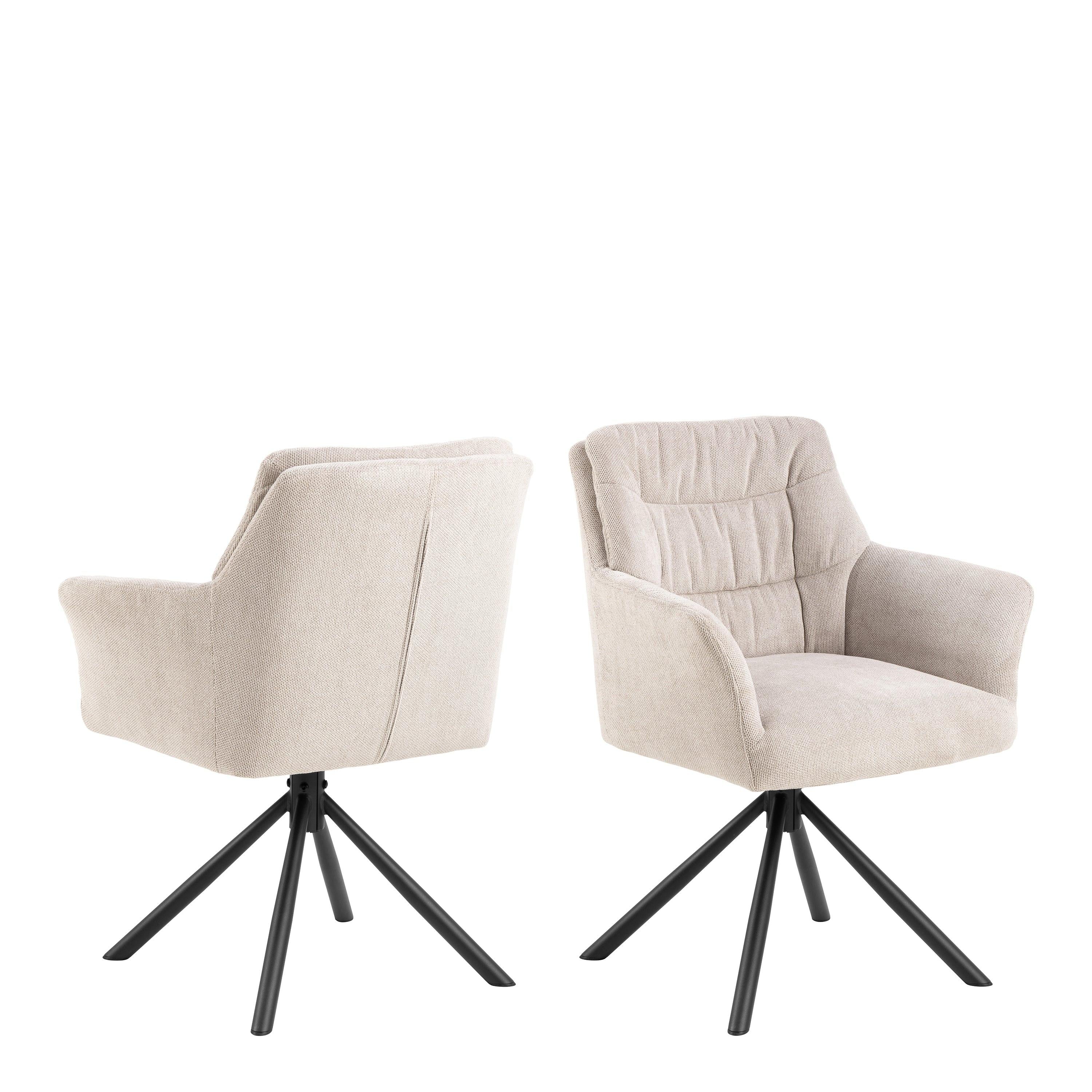 Heaven Dining Table with Ceramic White Top 135x80cm includes 4 Alonso Swivel Cream Dining Chairs with Armrest - image 7