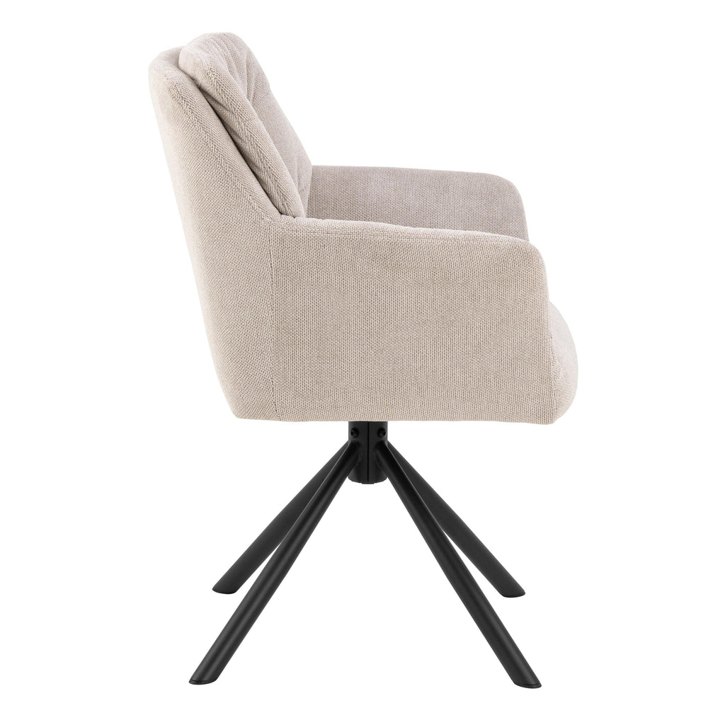 Heaven Dining Table with Ceramic White Top 135x80cm includes 4 Alonso Swivel Cream Dining Chairs with Armrest - image 8