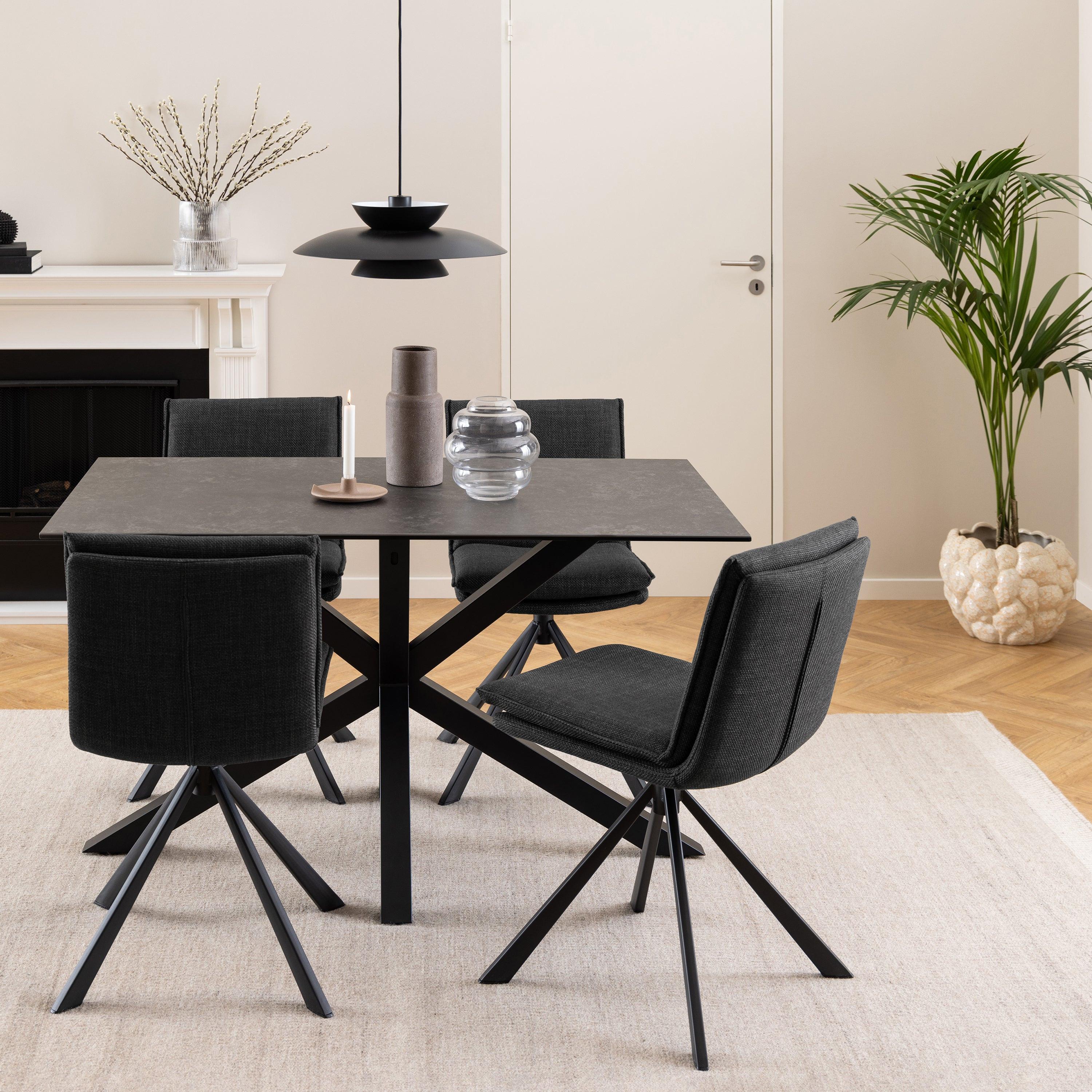 Heaven Dining Table with Ceramic Black Top 135cm - image 3