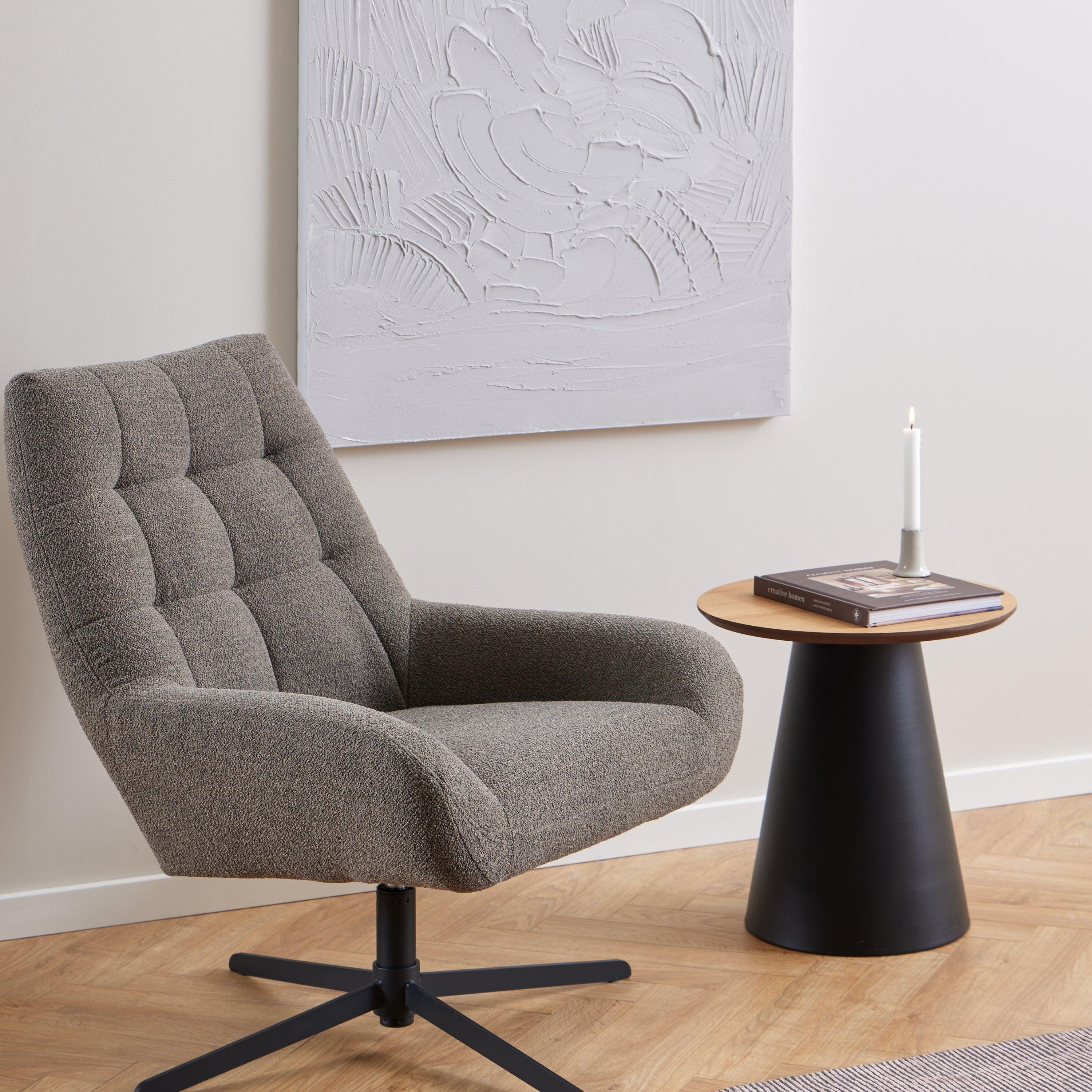 Soli Round Coffee Table in Oak/Black 45x48cm - image 3