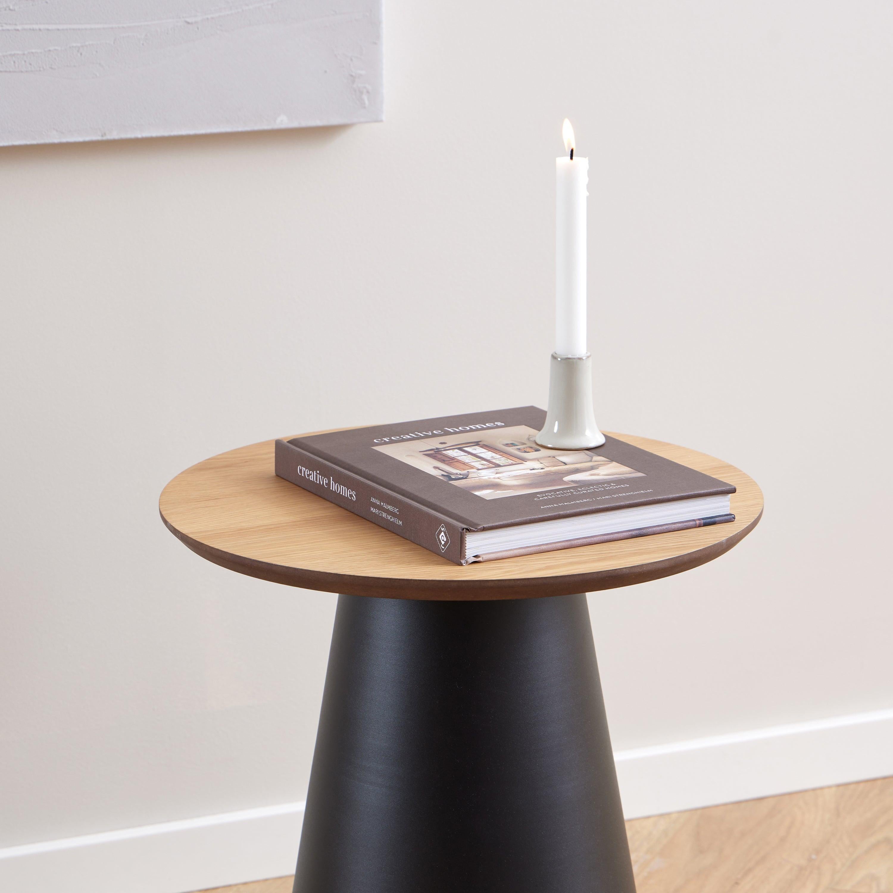 Soli Round Coffee Table in Oak/Black 45x48cm - image 4