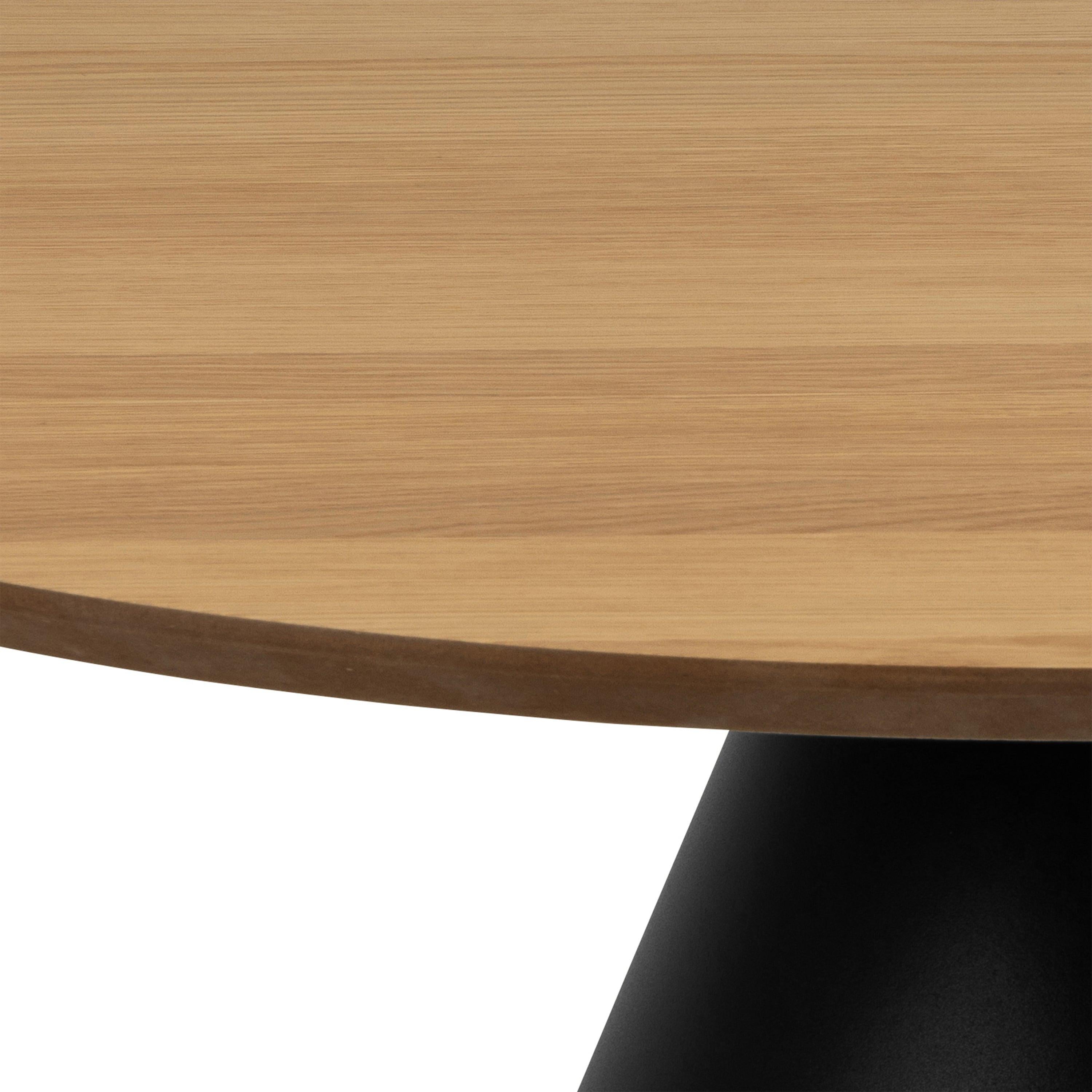 Soli Round Coffee Table in Oak/Black 85x40cm - image 5