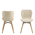 Batilda Dining Chairs with Cream Fabric and Oak Set of 2 - image 2