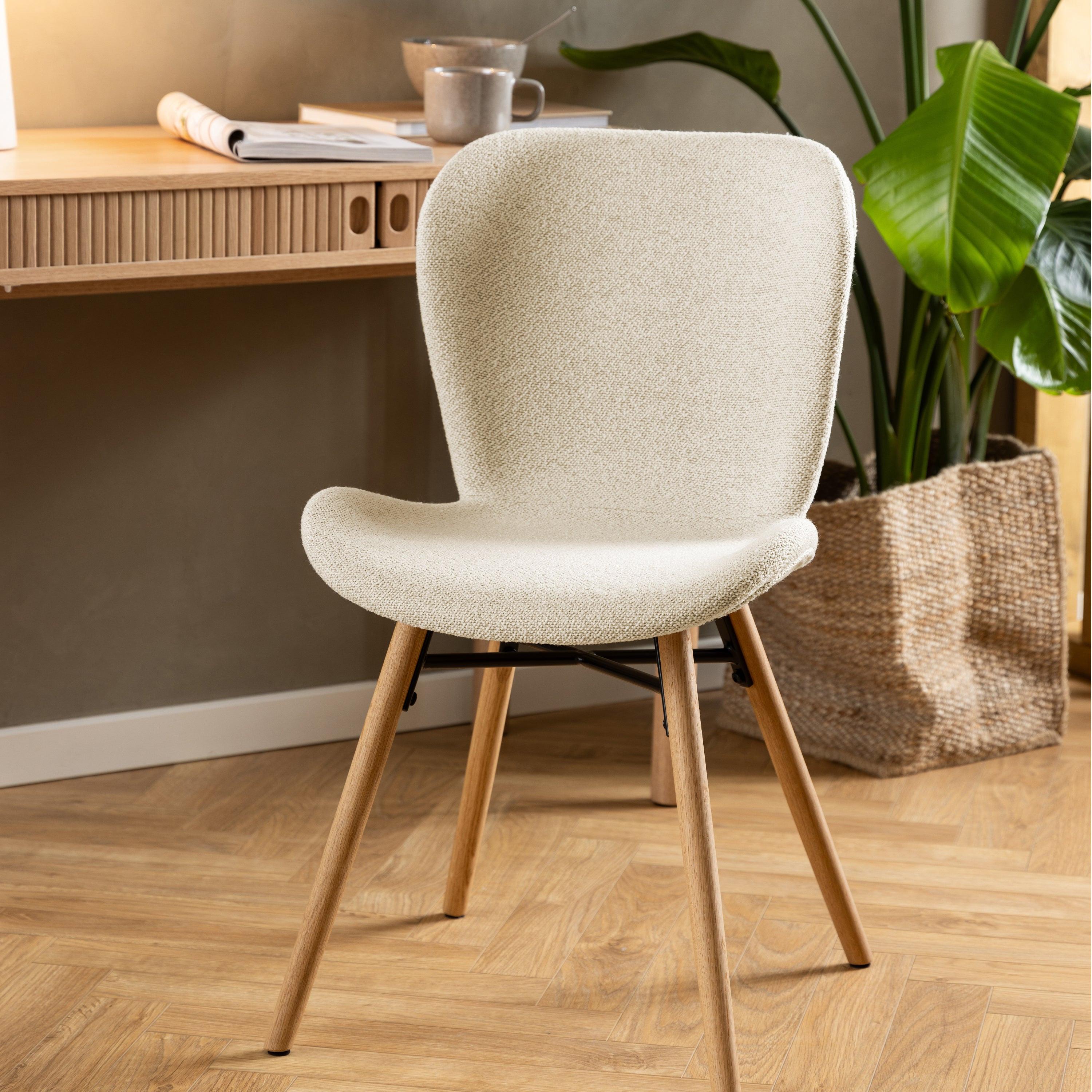 Batilda Dining Chairs with Cream Fabric and Oak Set of 2 - image 5