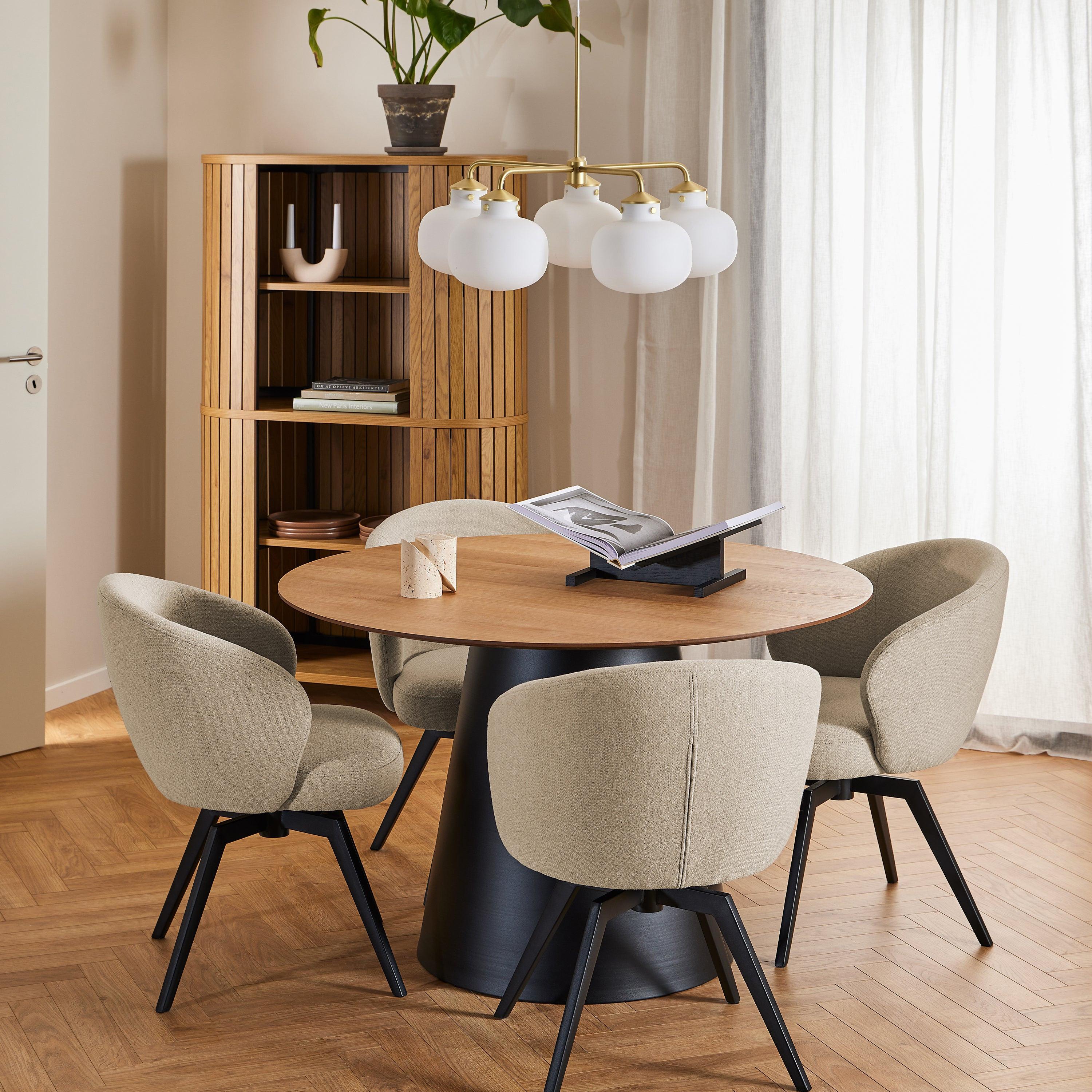 Soli Round Dining Table in Oak/Black 120cm - image 3