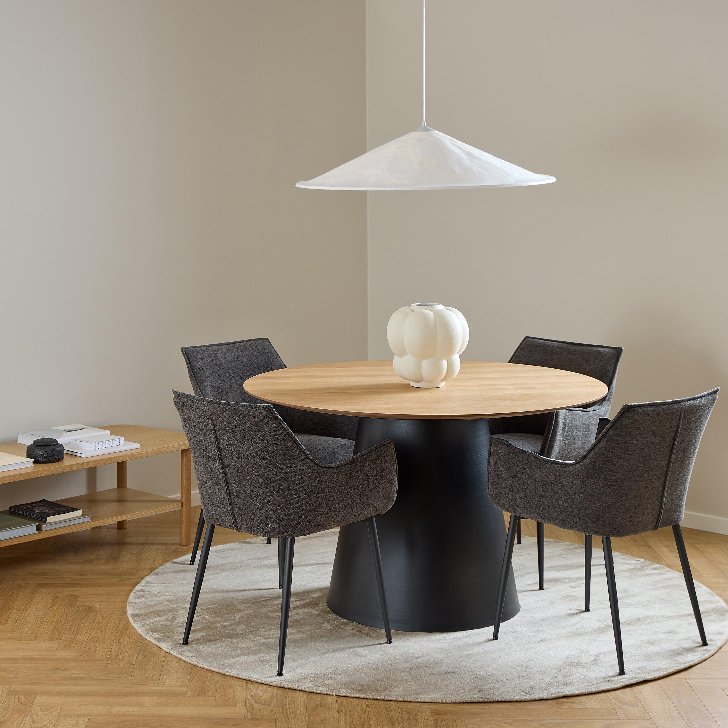 Soli Round Dining Table in Oak/Black 120cm - image 4