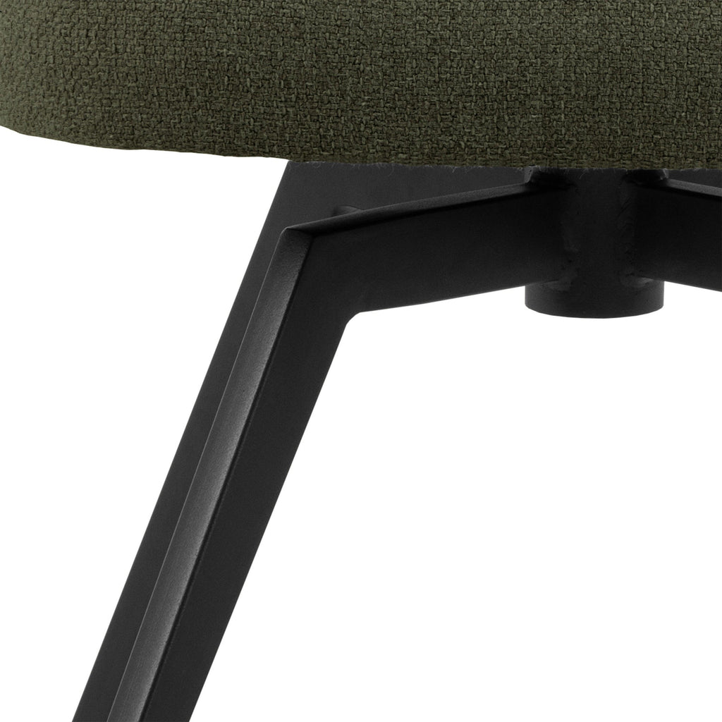 Soli Round Dining Table in Oak/Black 120cm includes 4 Darlene Dining Chairs with Armrest and Swivel Function in Green - image