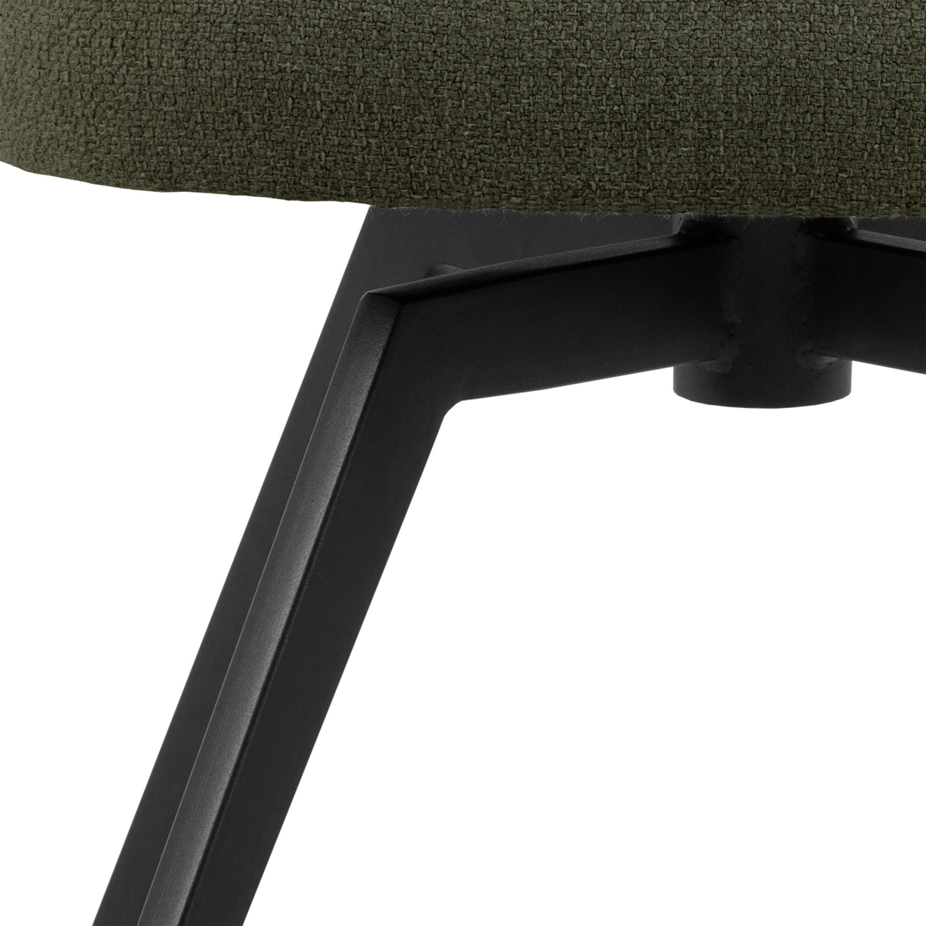 Soli Round Dining Table in Oak/Black 120cm includes 4 Darlene Dining Chairs with Armrest and Swivel Function in Green - image
