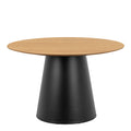 Soli Round Dining Table in Oak/Black 120cm includes 4 Darlene Dining Chairs with Armrest and Swivel Function in Green - image