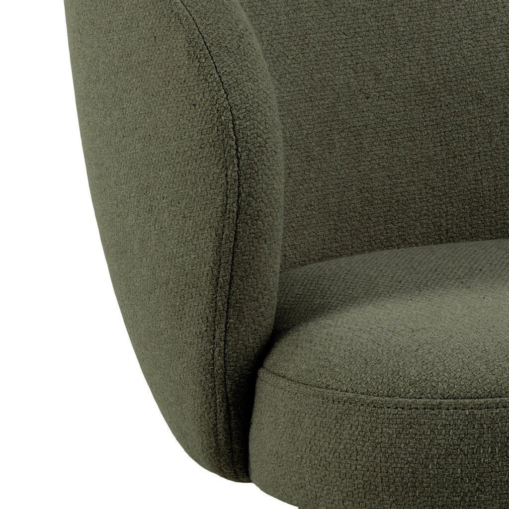 Soli Round Dining Table in Oak/Black 120cm includes 4 Darlene Dining Chairs with Armrest and Swivel Function in Green - image