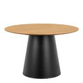 Soli Round Dining Table in Oak/Black 120cm includes 4 Darlene Dining Chairs with Armrest and Swivel Function in Grey - image 