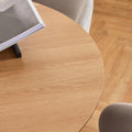Soli Round Dining Table in Oak/Black 120cm includes 4 Darlene Dining Chairs with Armrest and Swivel Function in Black - image