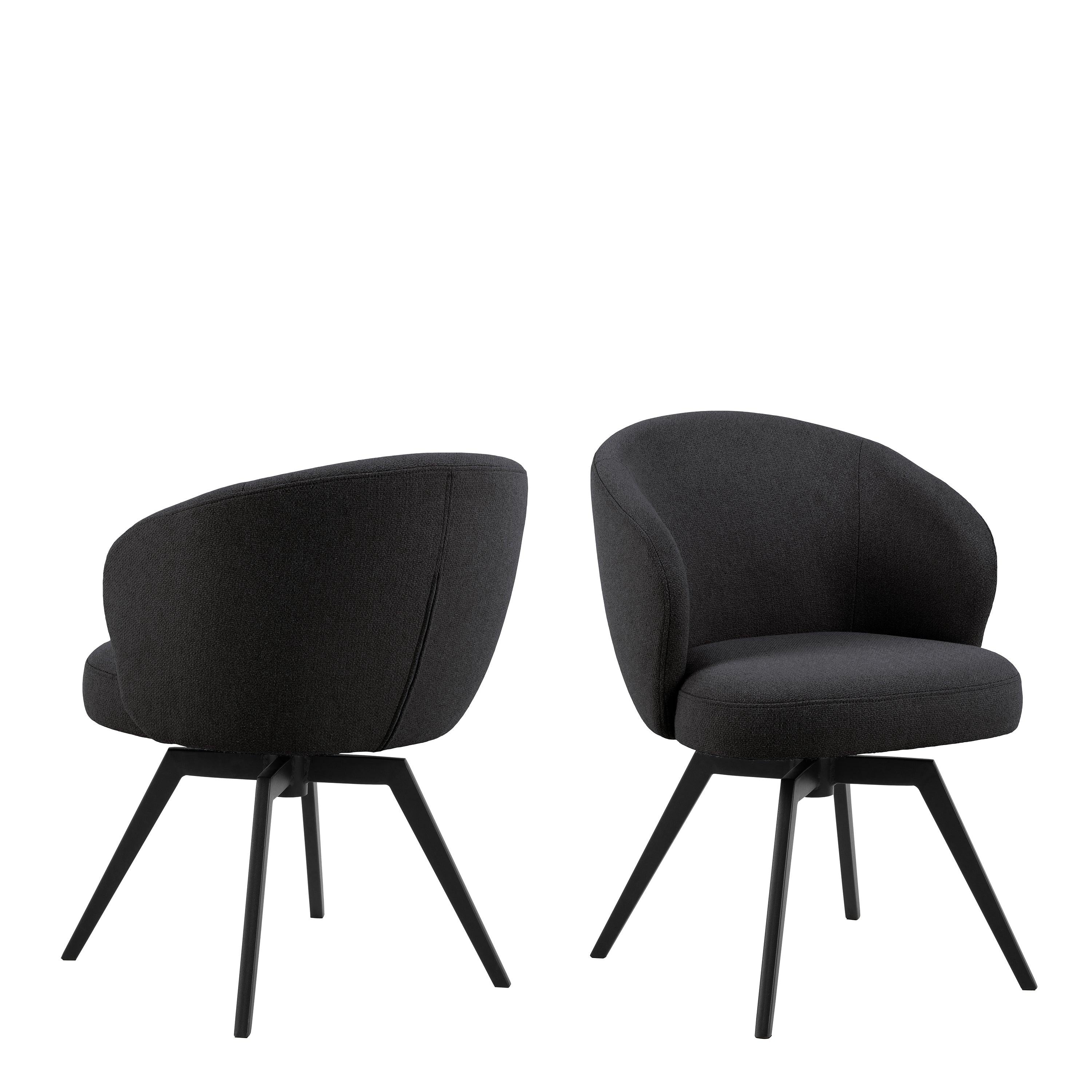 Soli Round Dining Table in Oak/Black 120cm includes 4 Darlene Dining Chairs with Armrest and Swivel Function in Black - image