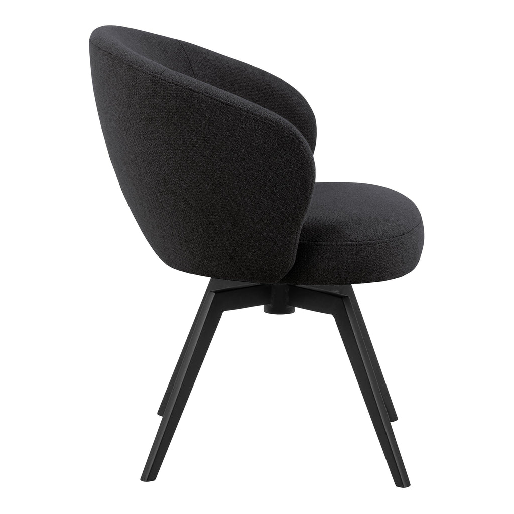 Soli Round Dining Table in Oak/Black 120cm includes 4 Darlene Dining Chairs with Armrest and Swivel Function in Black - image