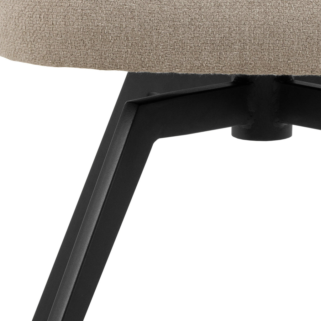 Soli Round Dining Table in Oak/Black 120cm includes 4 Darlene Dining Chairs with Armrest and Swivel Function in Beige - image