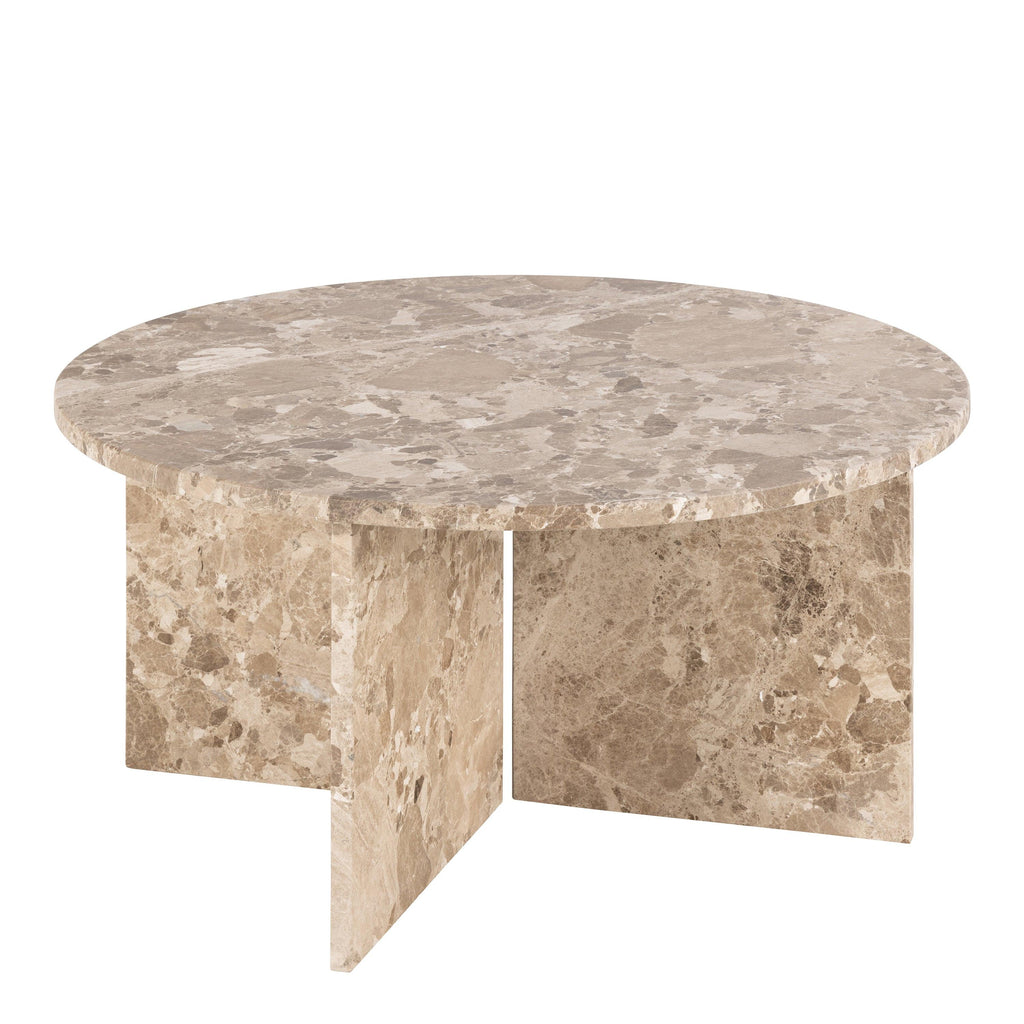 Vega Round Coffee Table with Brown Marble Top 90cm - image 2