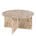 Vega Round Coffee Table with Brown Marble Top 90cm - image 2