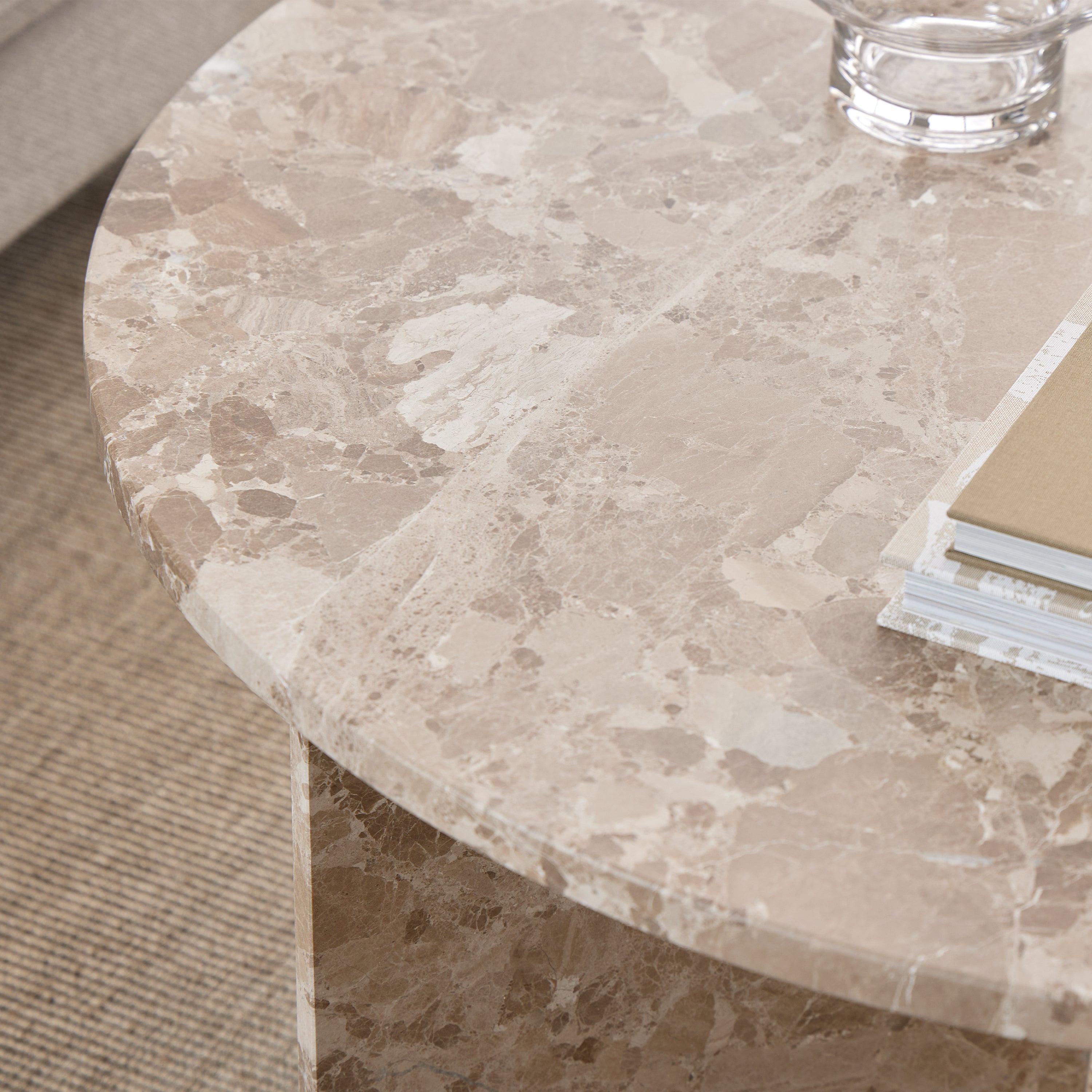 Vega Round Coffee Table with Brown Marble Top 90cm - image 6