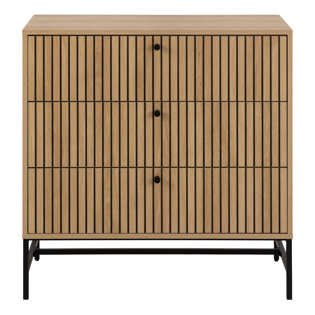 Albany Chest of 3 Drawers in Oak/Black Legs - image 2