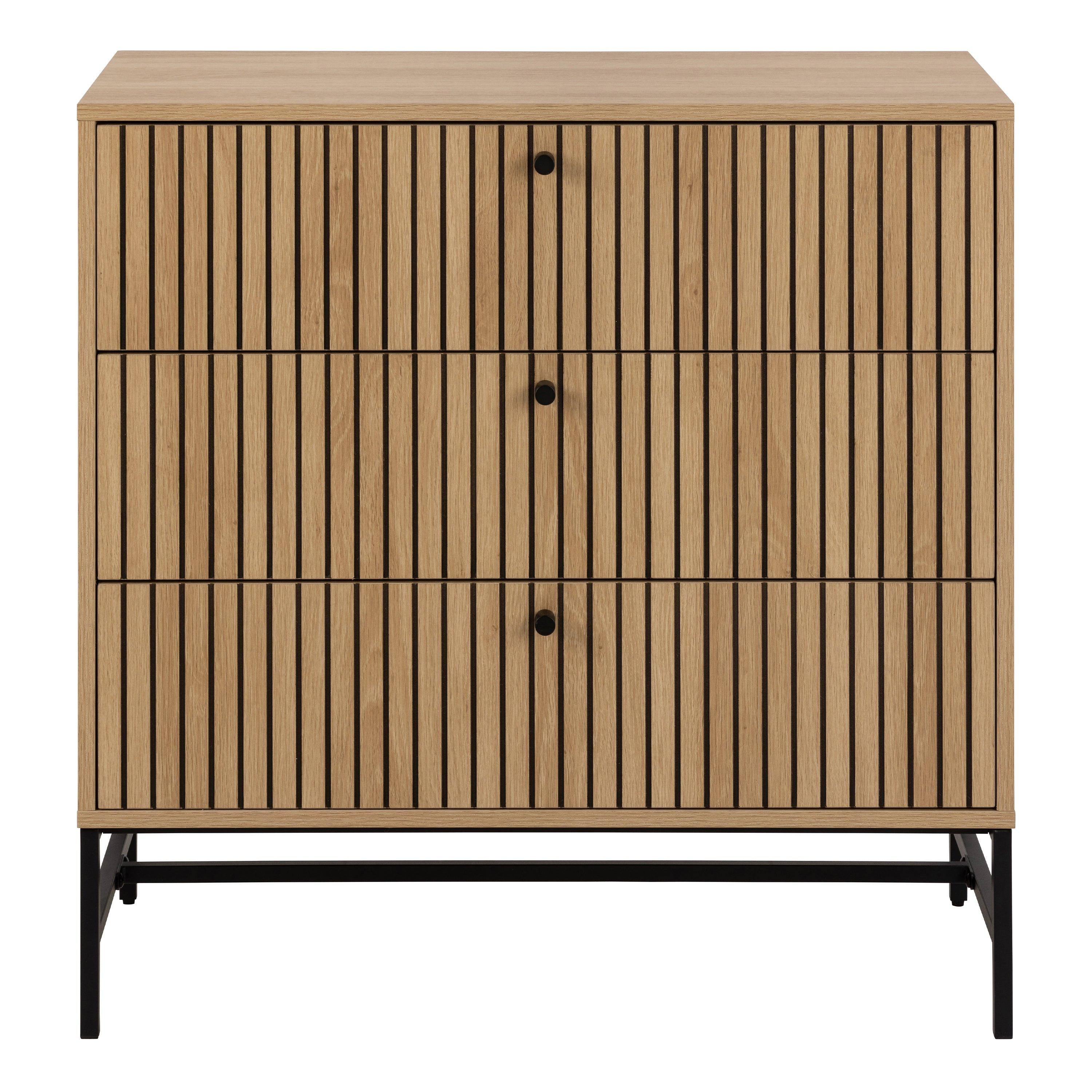 Albany Chest of 3 Drawers in Oak/Black Legs - image 2