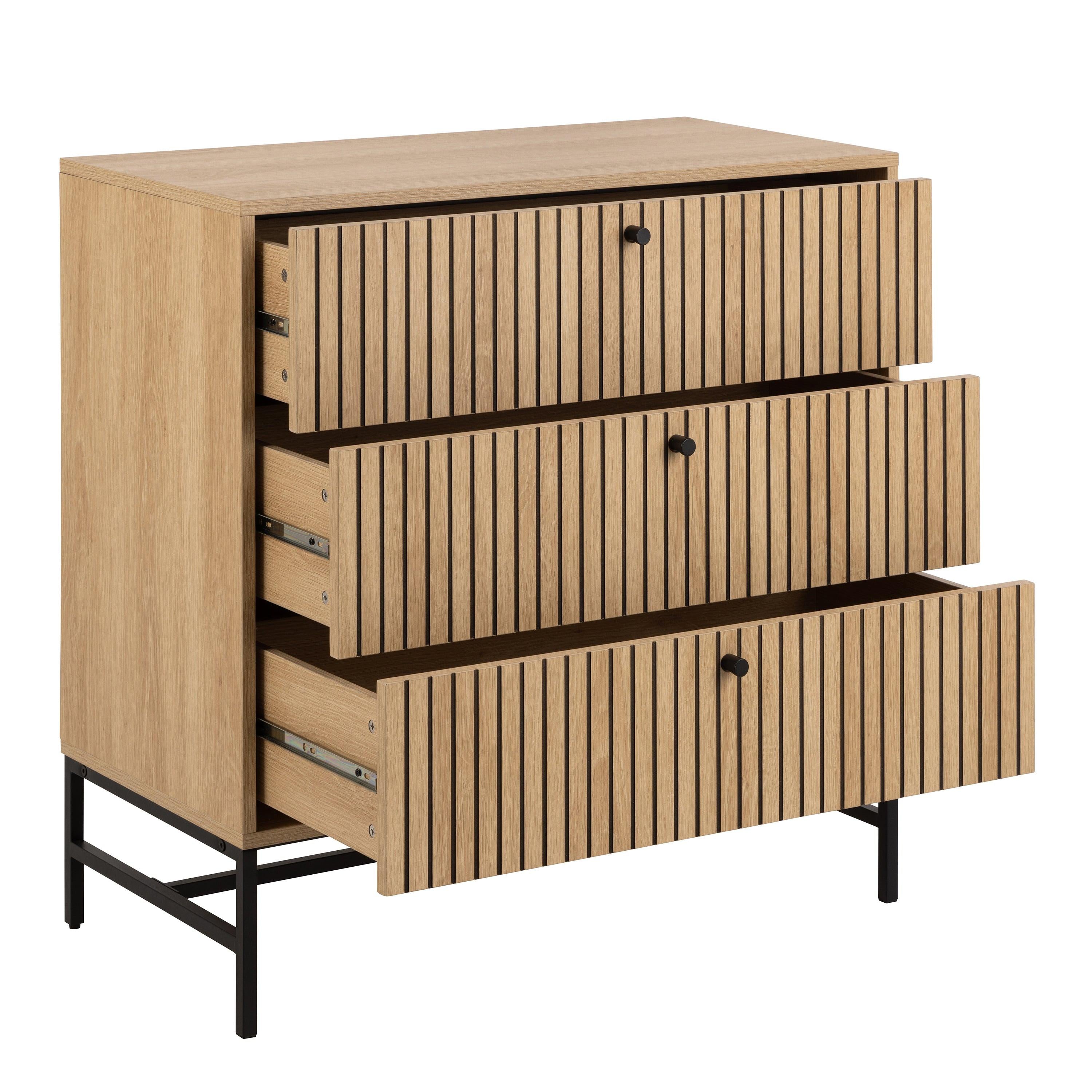 Albany Chest of 3 Drawers in Oak/Black Legs - image 4