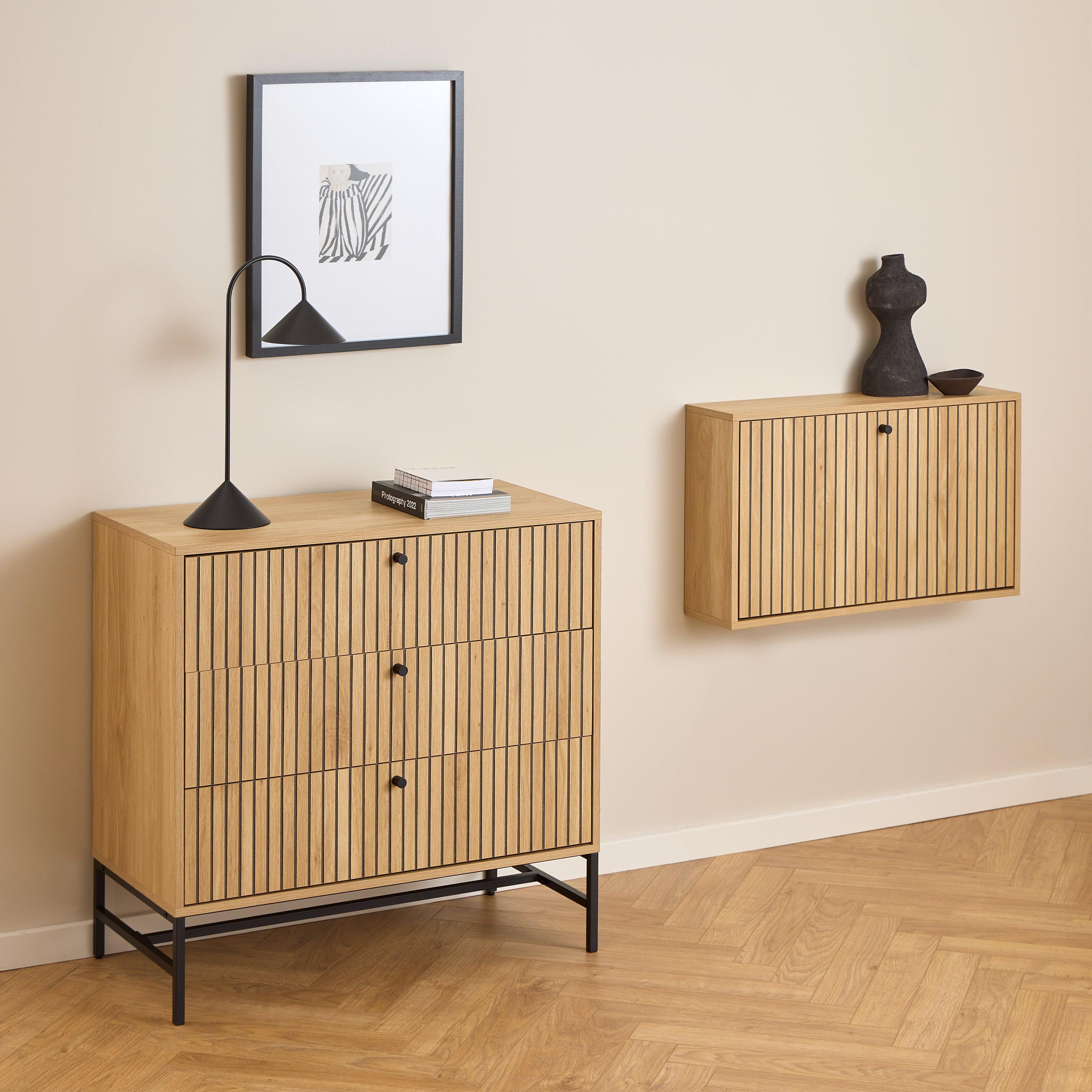 Albany Chest of 3 Drawers in Oak/Black Legs - image 5