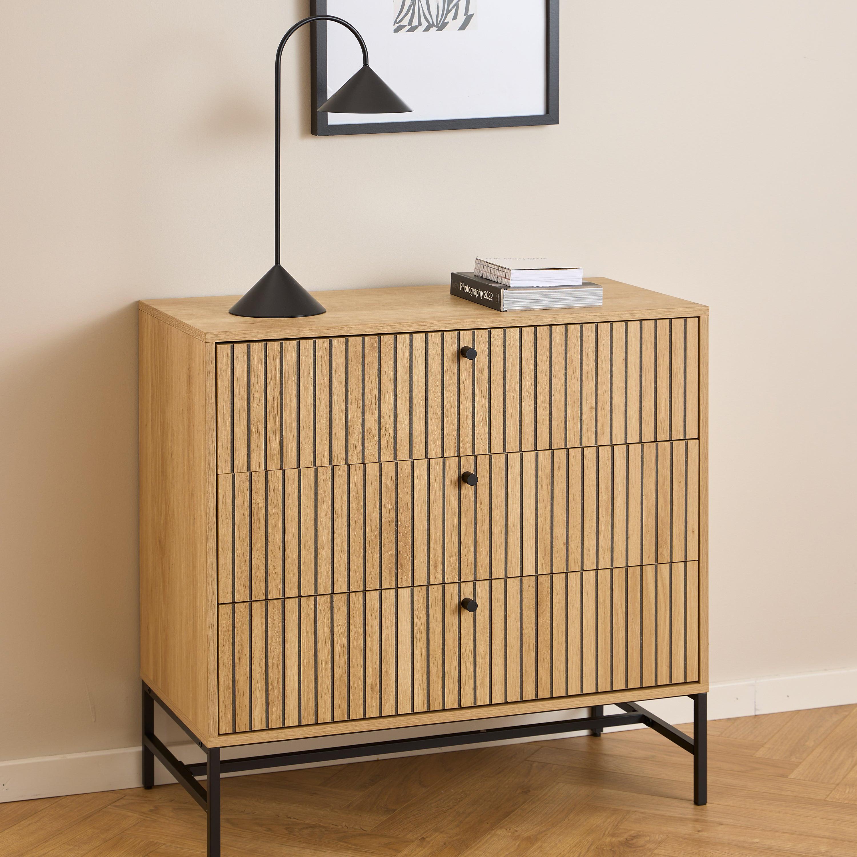 Albany Chest of 3 Drawers in Oak/Black Legs - image 6