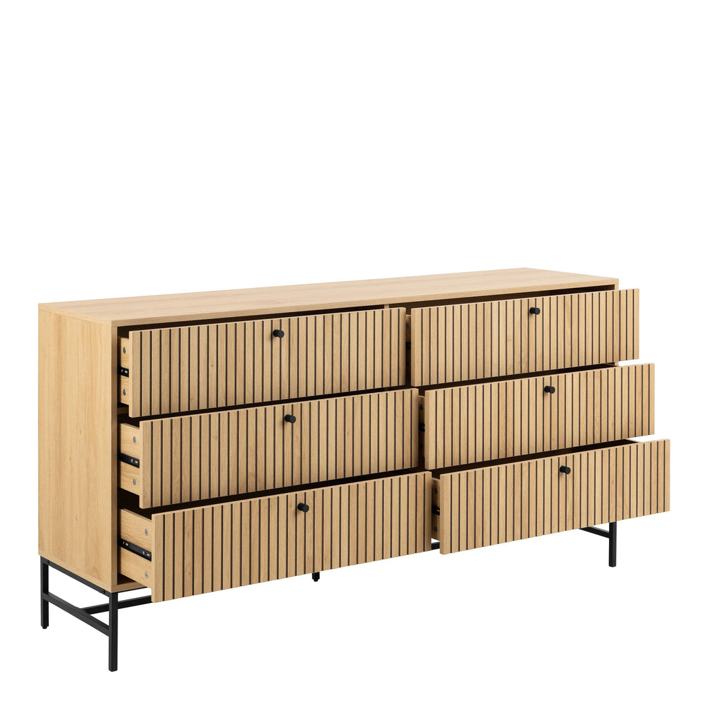 Albany Wide Chest of 6 Drawers in Oak/Black Legs - image 4