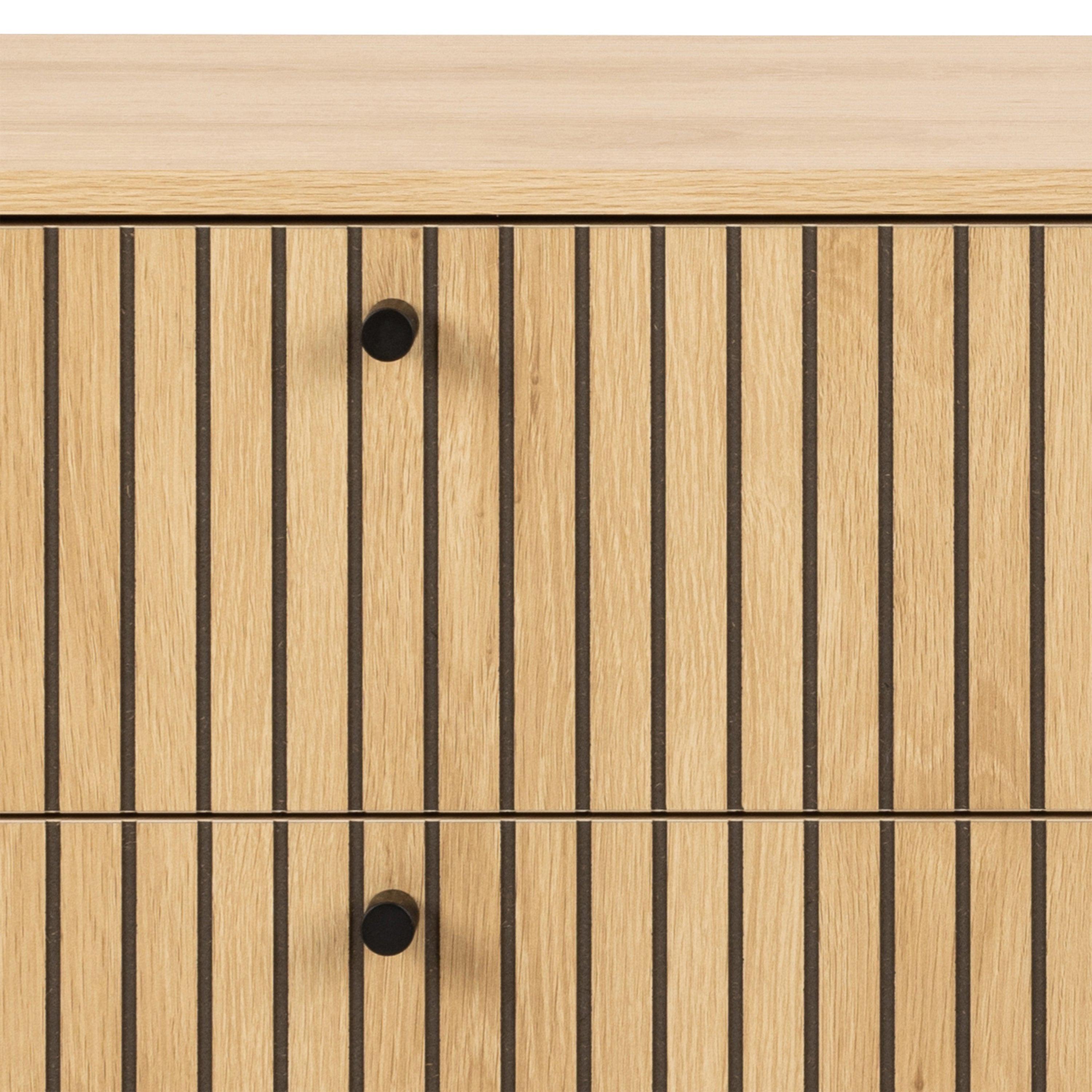 Albany Wide Chest of 6 Drawers in Oak/Black Legs - image 6